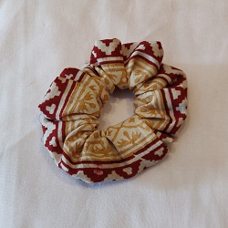 Scrunchies in Bagh hand block print cotton cloth - set of 2