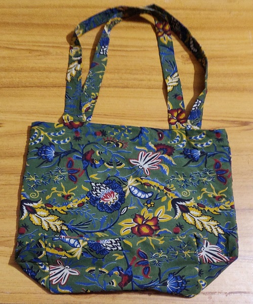 Printed cotton fabric tote bag