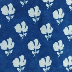 Indigo block print on cotton fabric - 1 meter