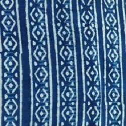 Indigo block print on cotton fabric - 1 meter