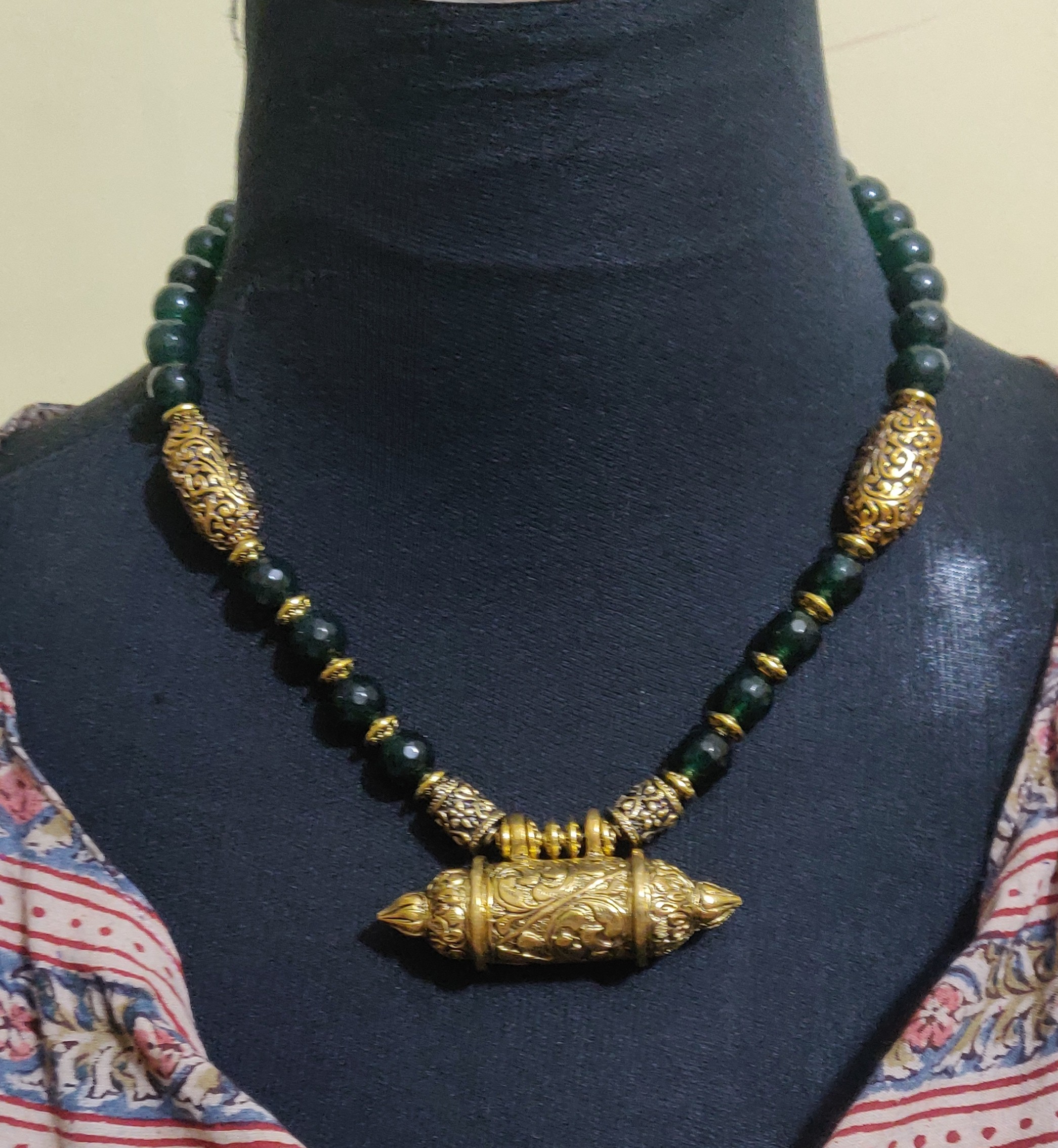 Semi precious beads with brass beads and necklace