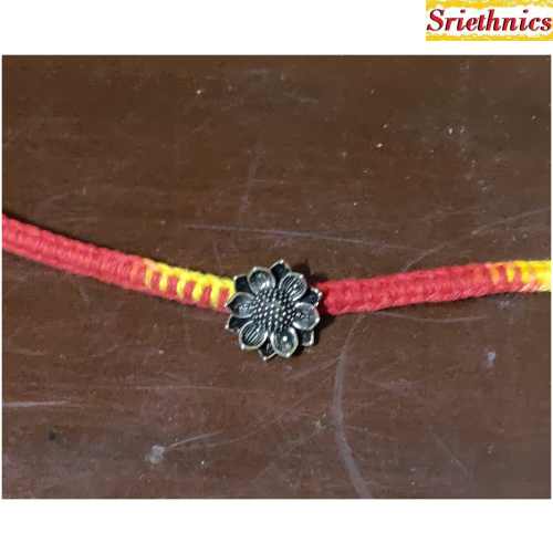 Plain Silver flower rakhi