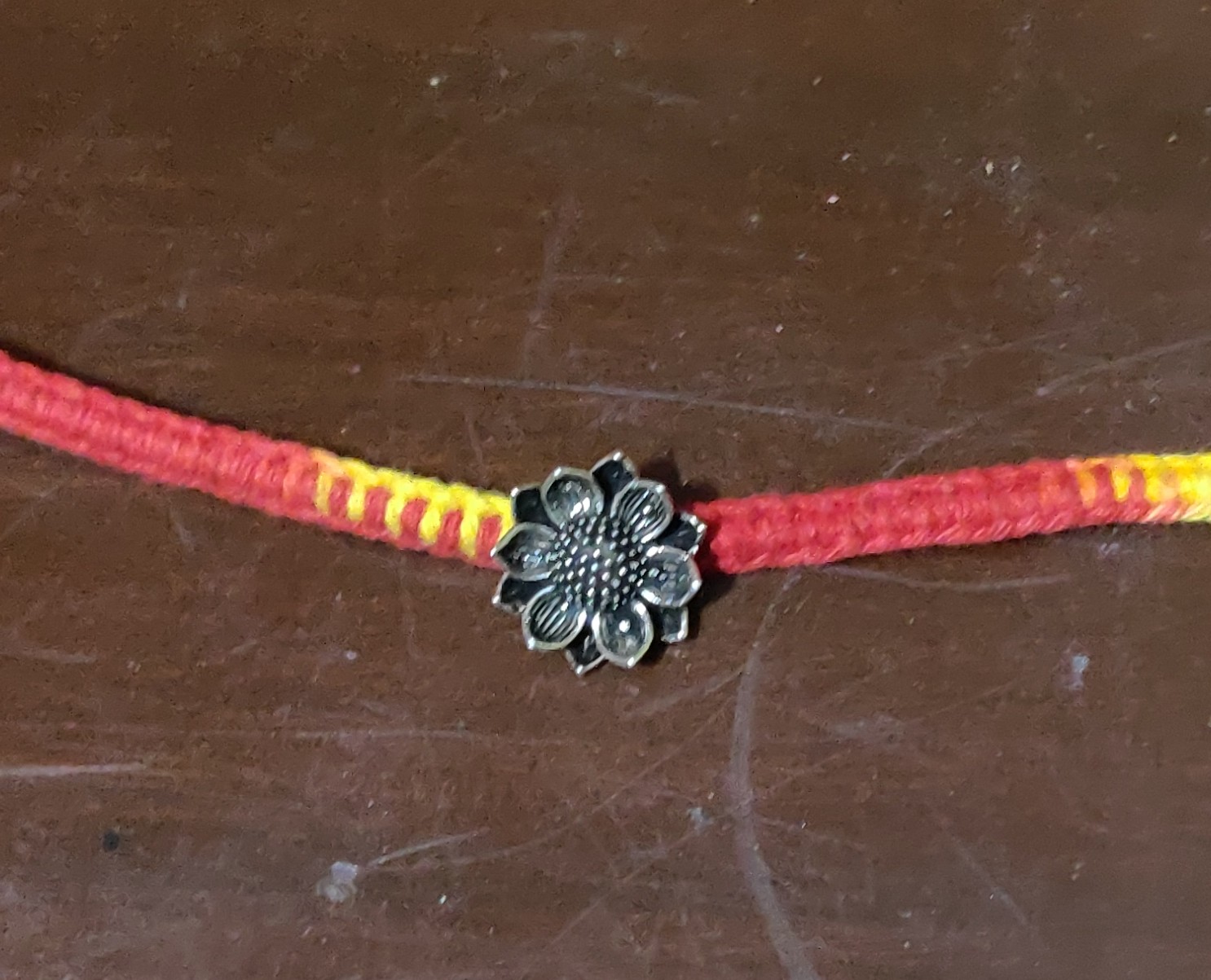 Plain Silver flower rakhi