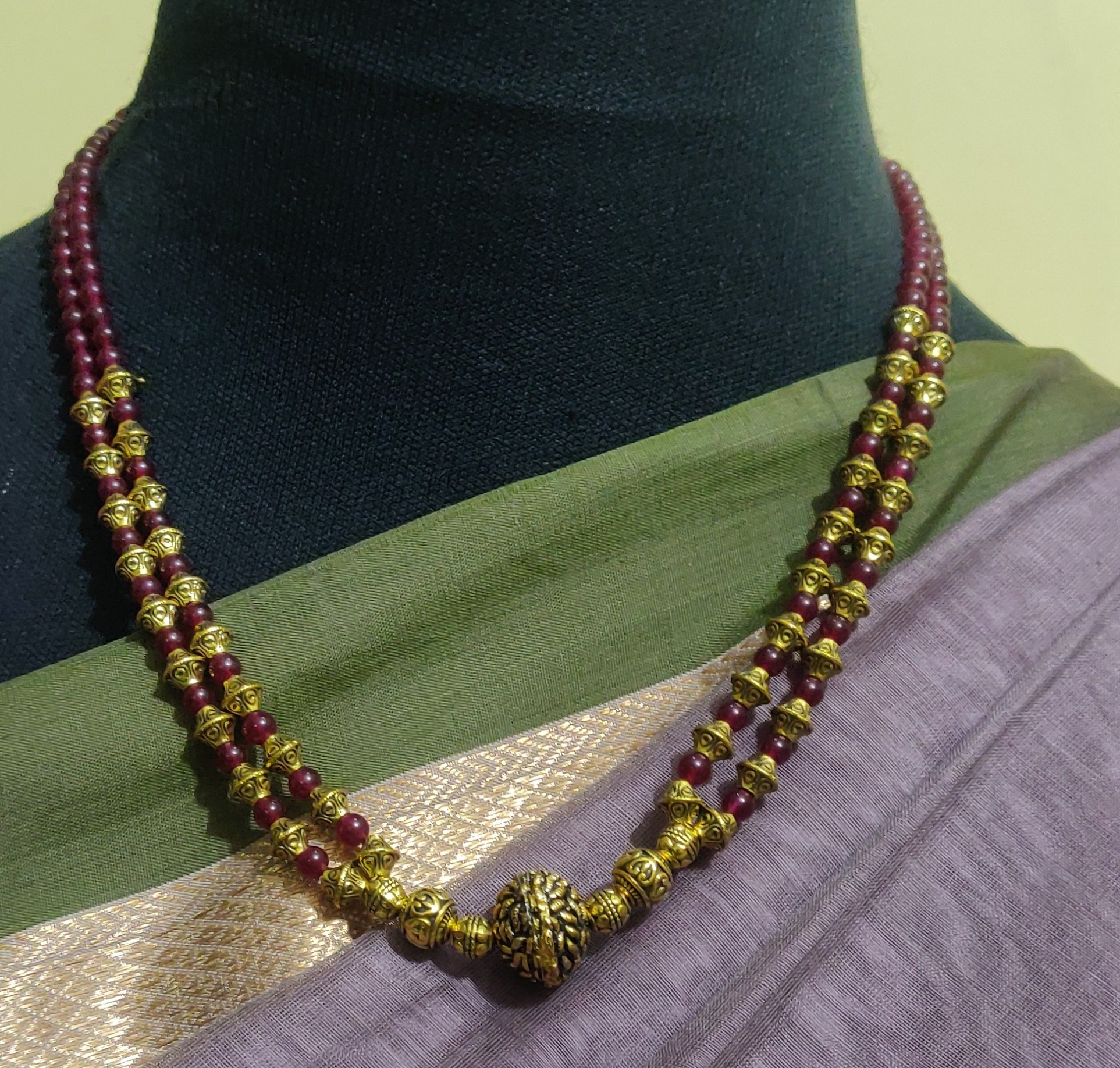 Layered Zed cut beads with antique beads necklace