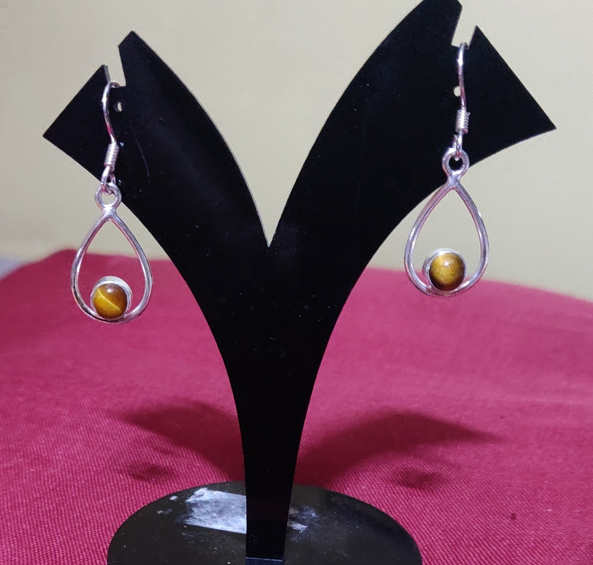 Silver Tiger Eye Earrings