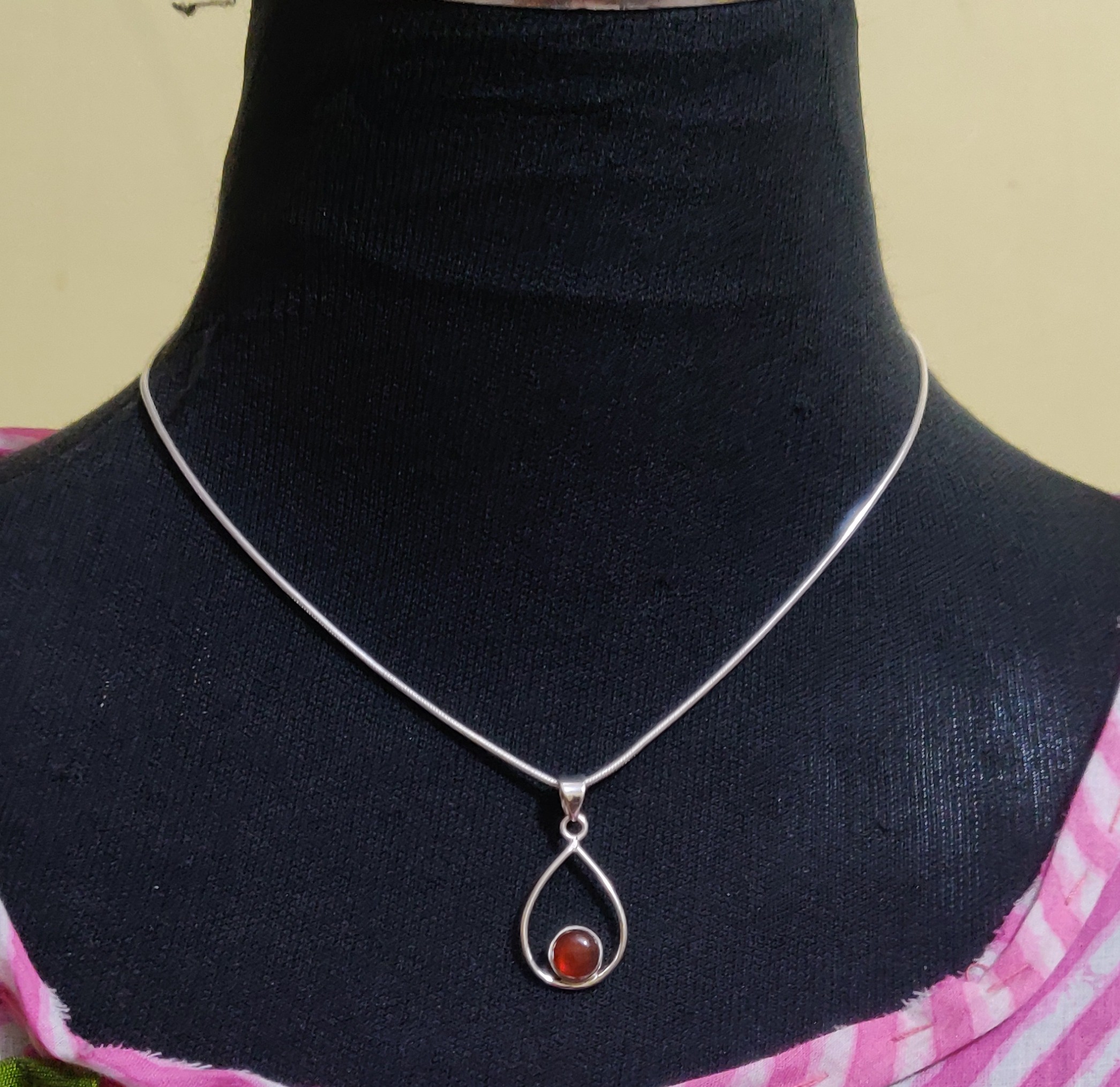 925 Sterling silver carnelian pendant and chain