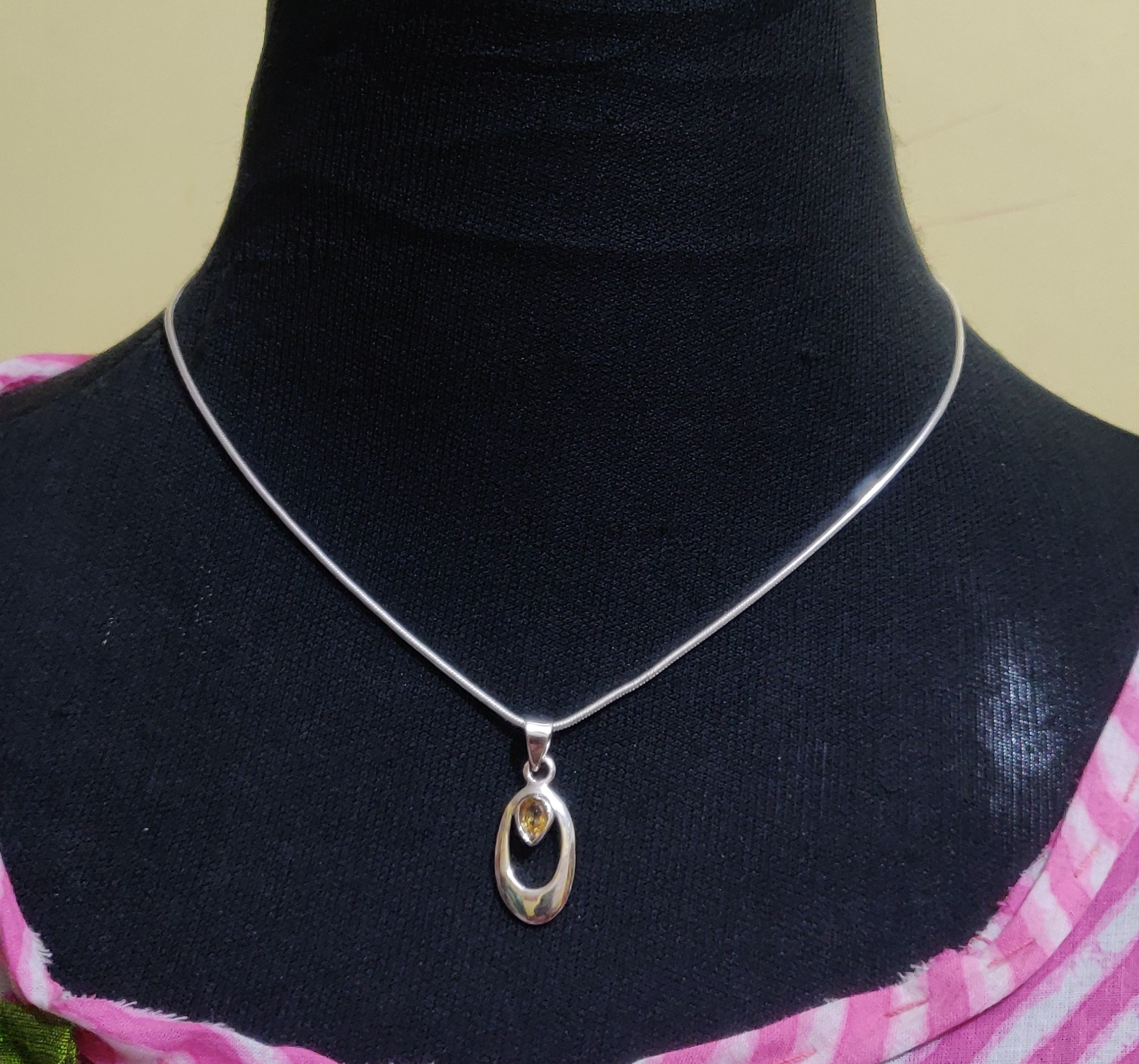 925 Sterling Silver Citrine Pendant