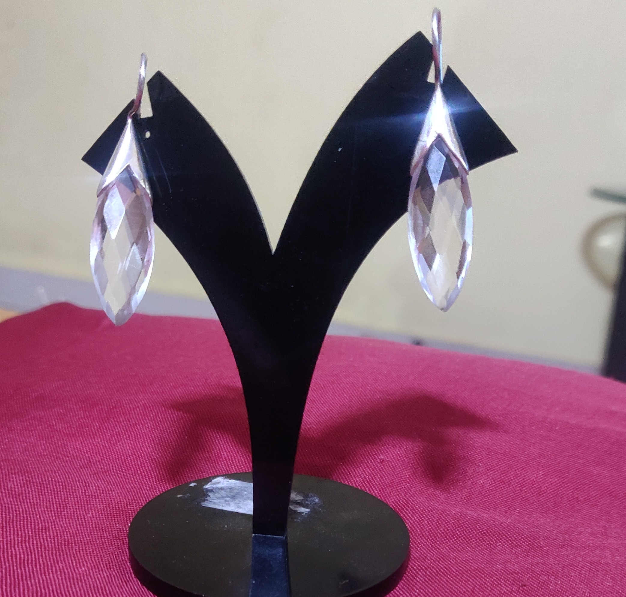 925 Pure Silver Classic White Crystal Earrings