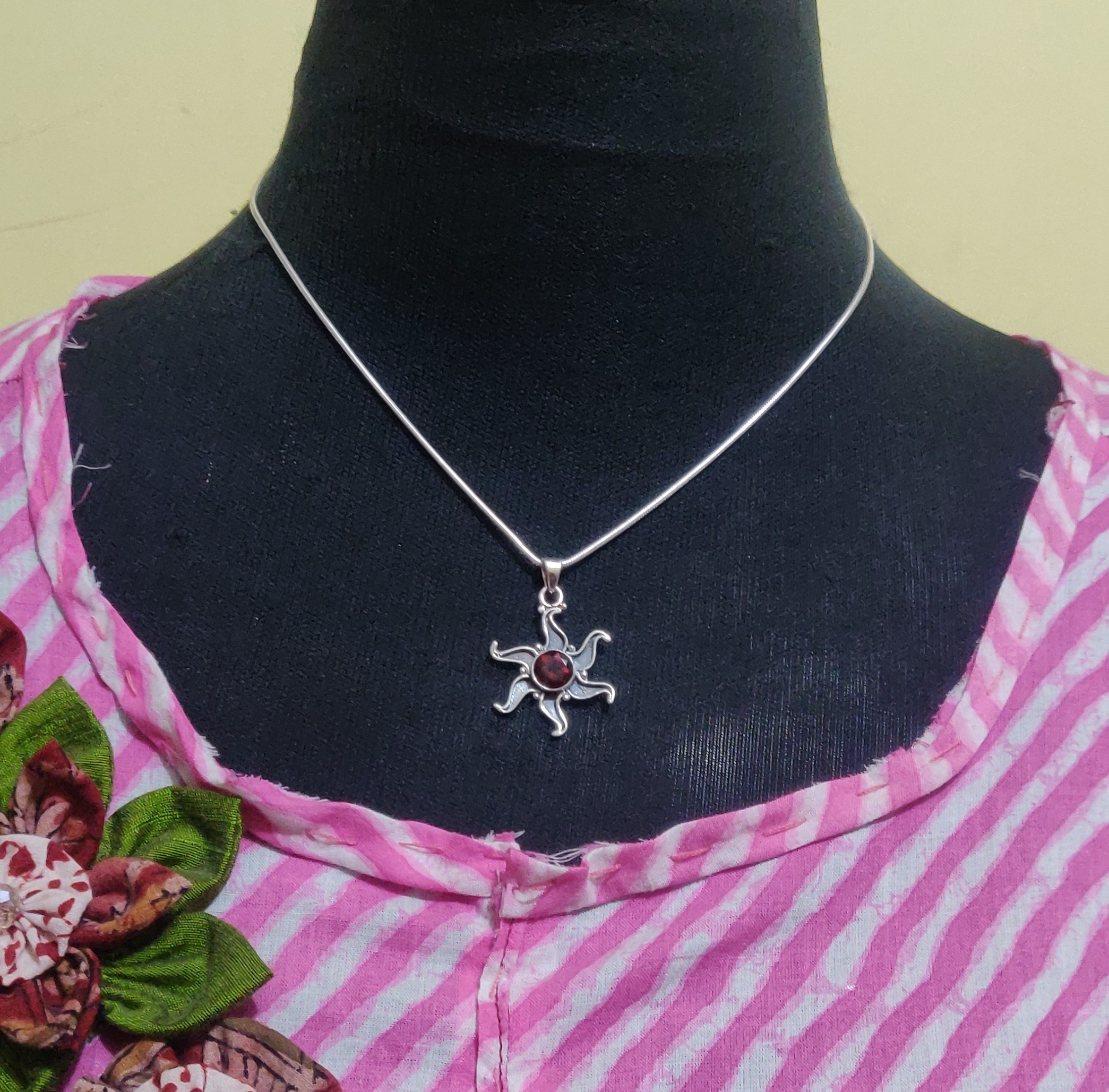 92.5 Sterling Silver Garnet pendant