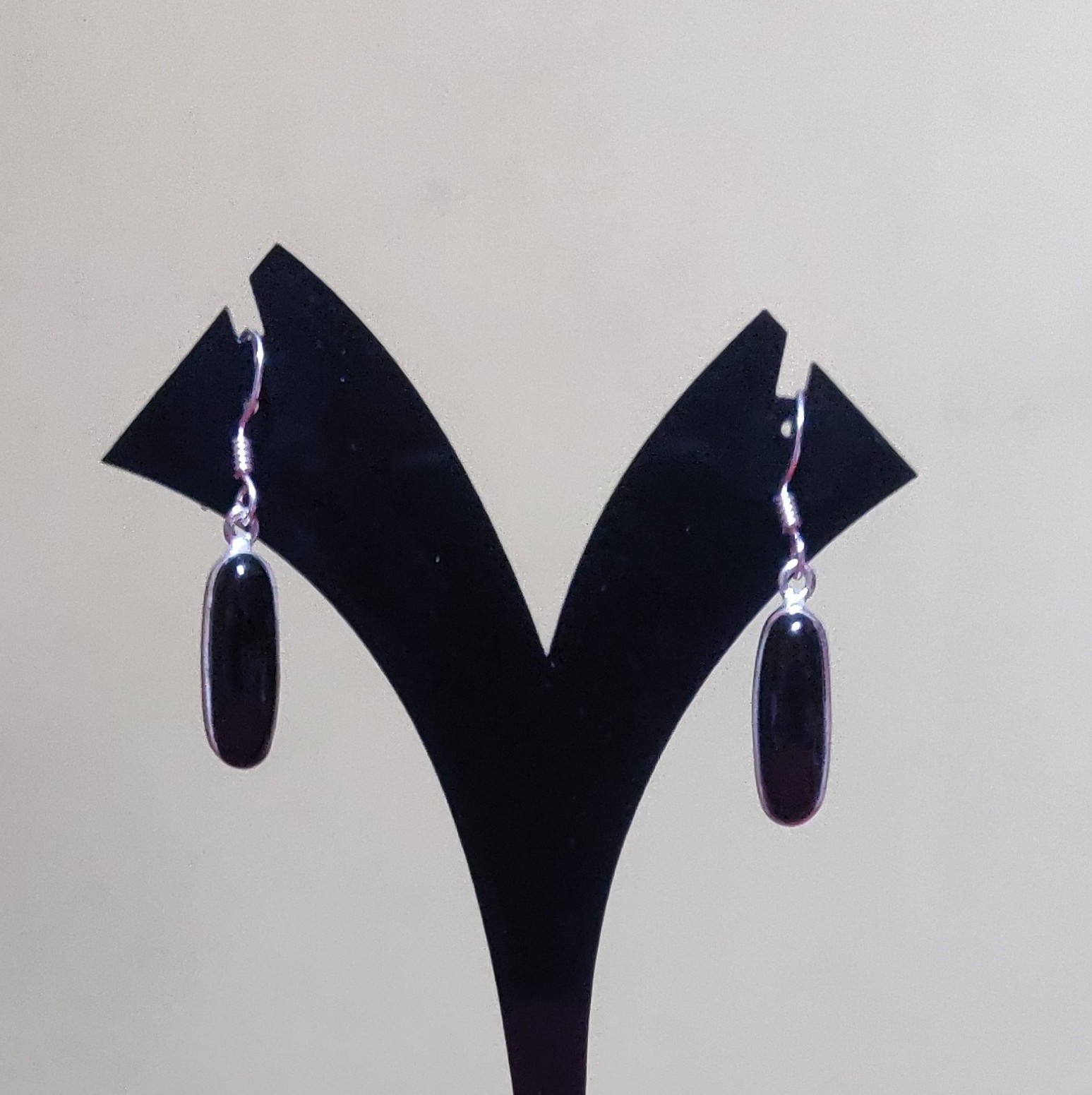 Silver Black onyx earrings