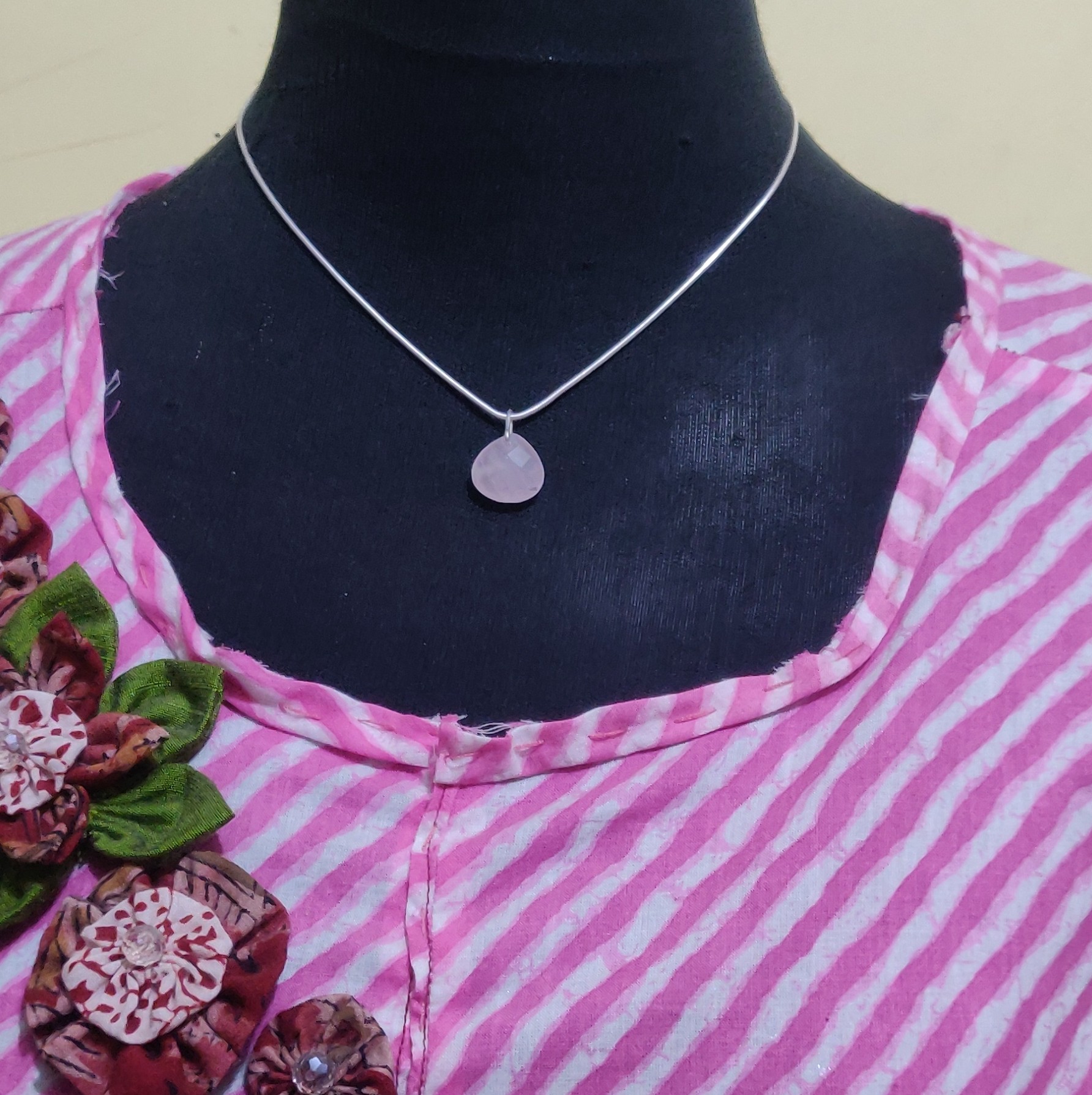 925 Silver Rose Quartz Pendant
