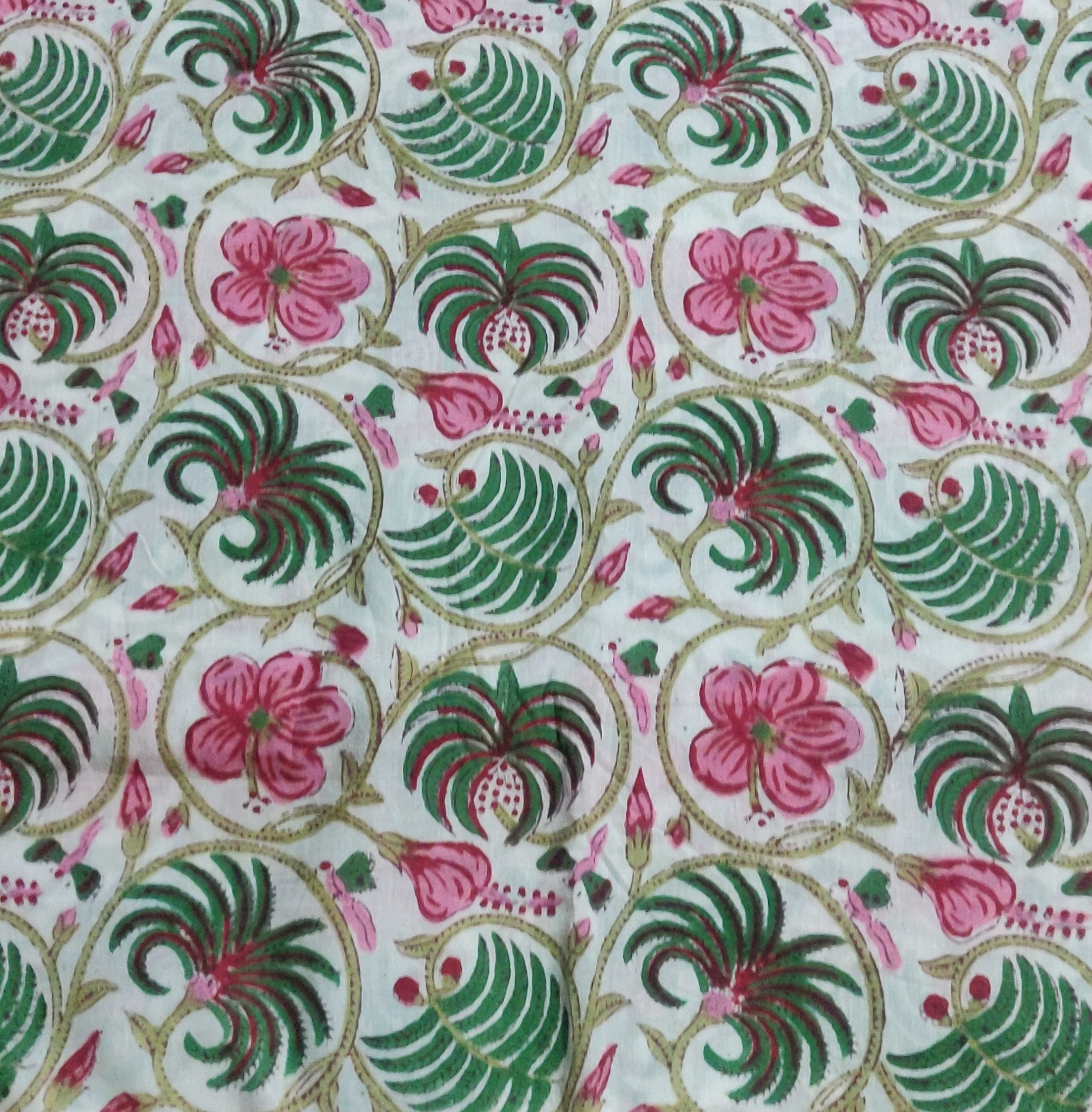 Block print cotton fabric - 1 meter