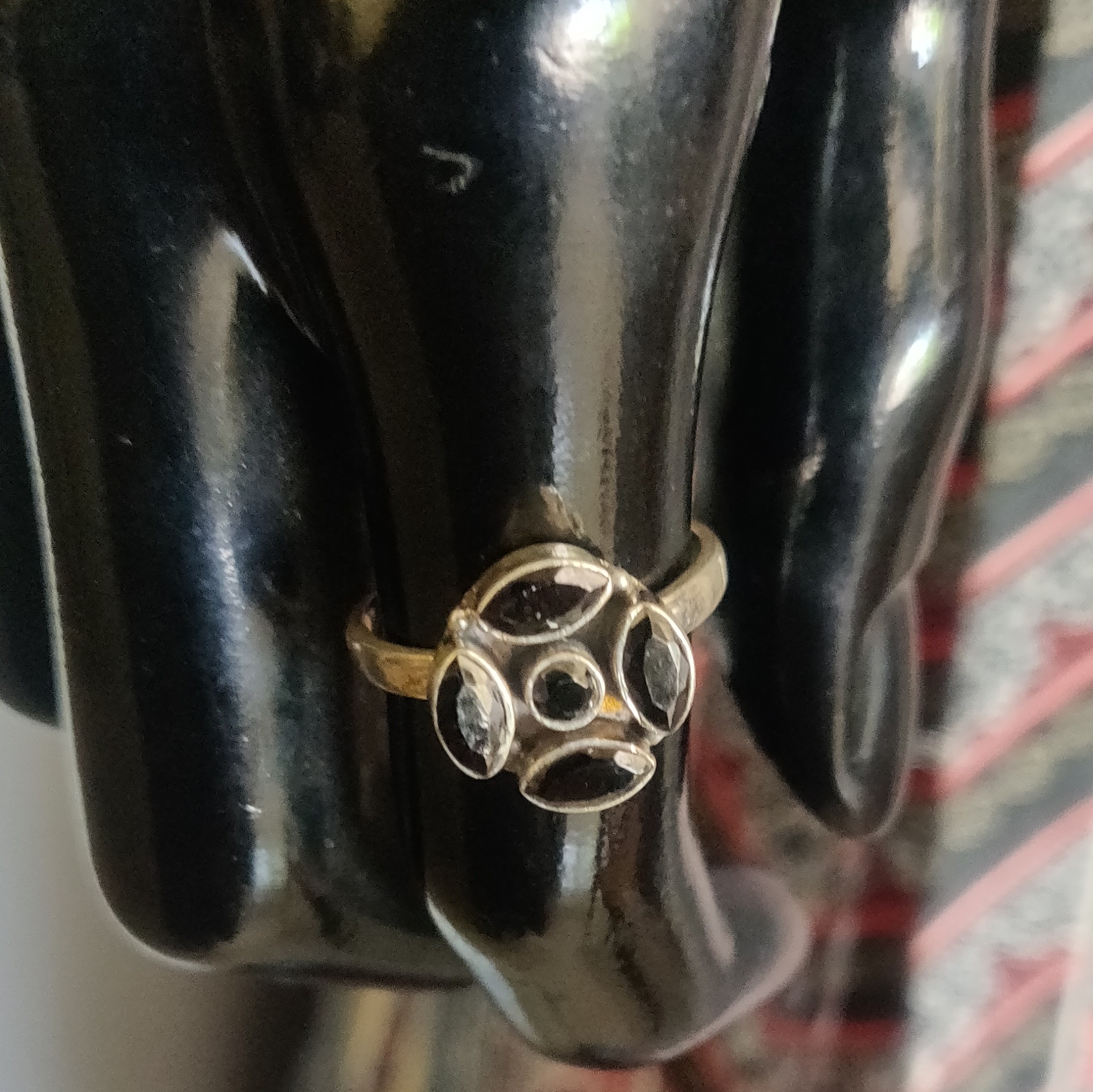 925 Pure silver Black stone finger ring