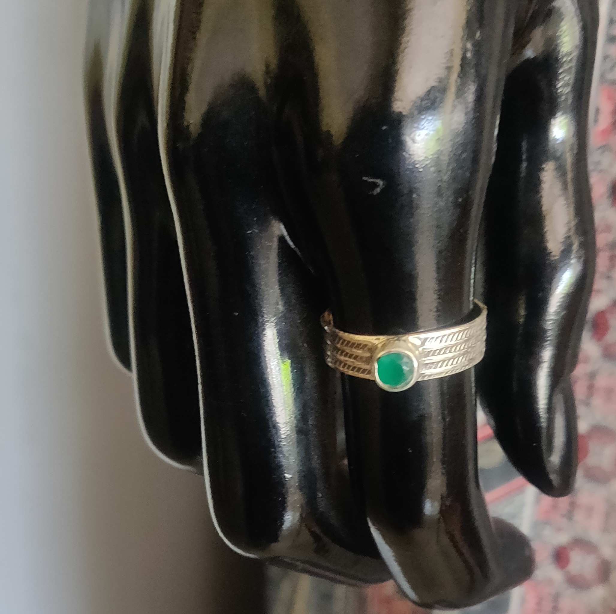 925 Pure silver Green stone finger ring