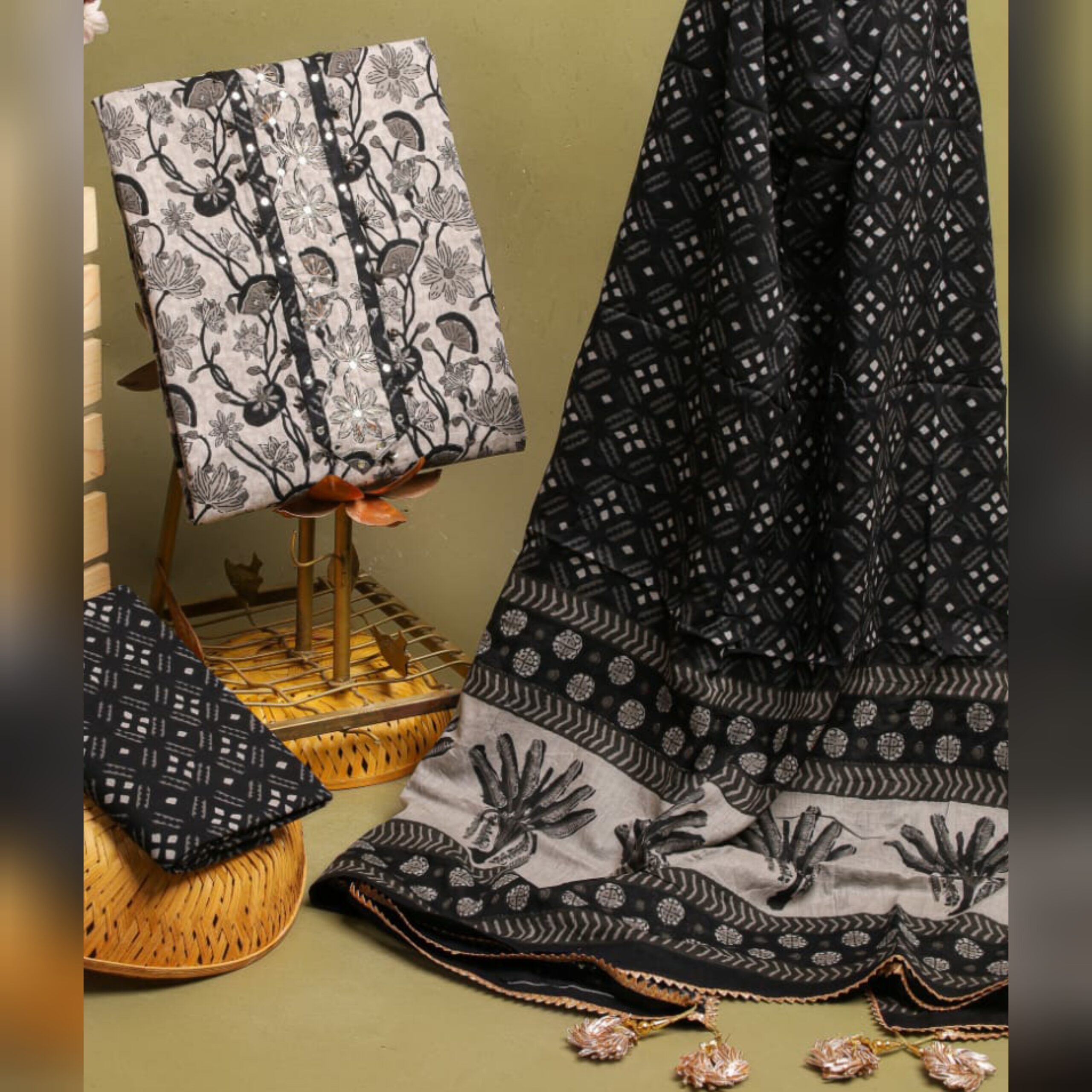 Designer Cotton block print dress material