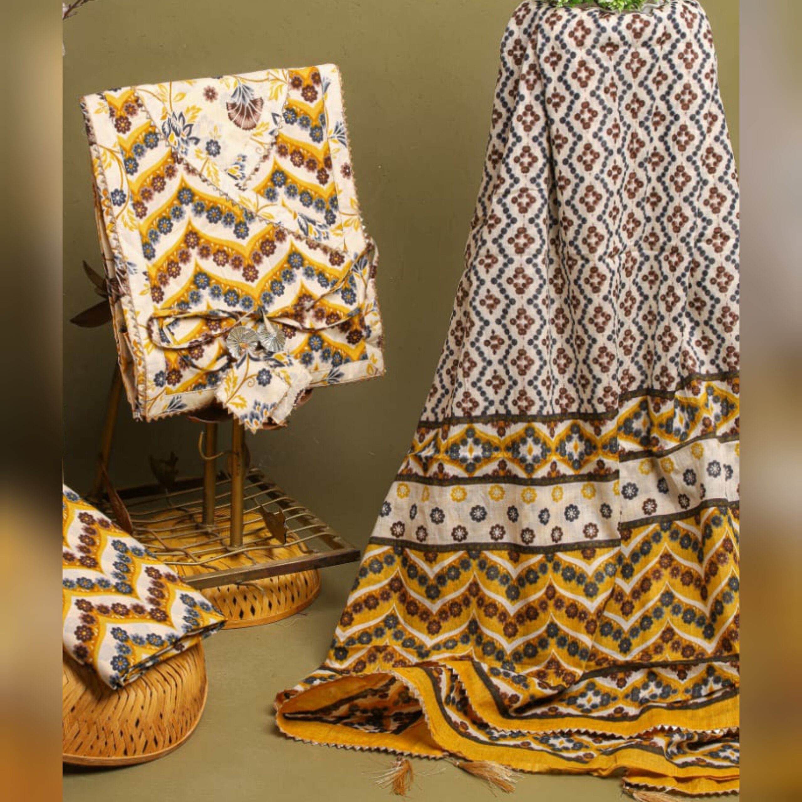 Designer Cotton block print dress material
