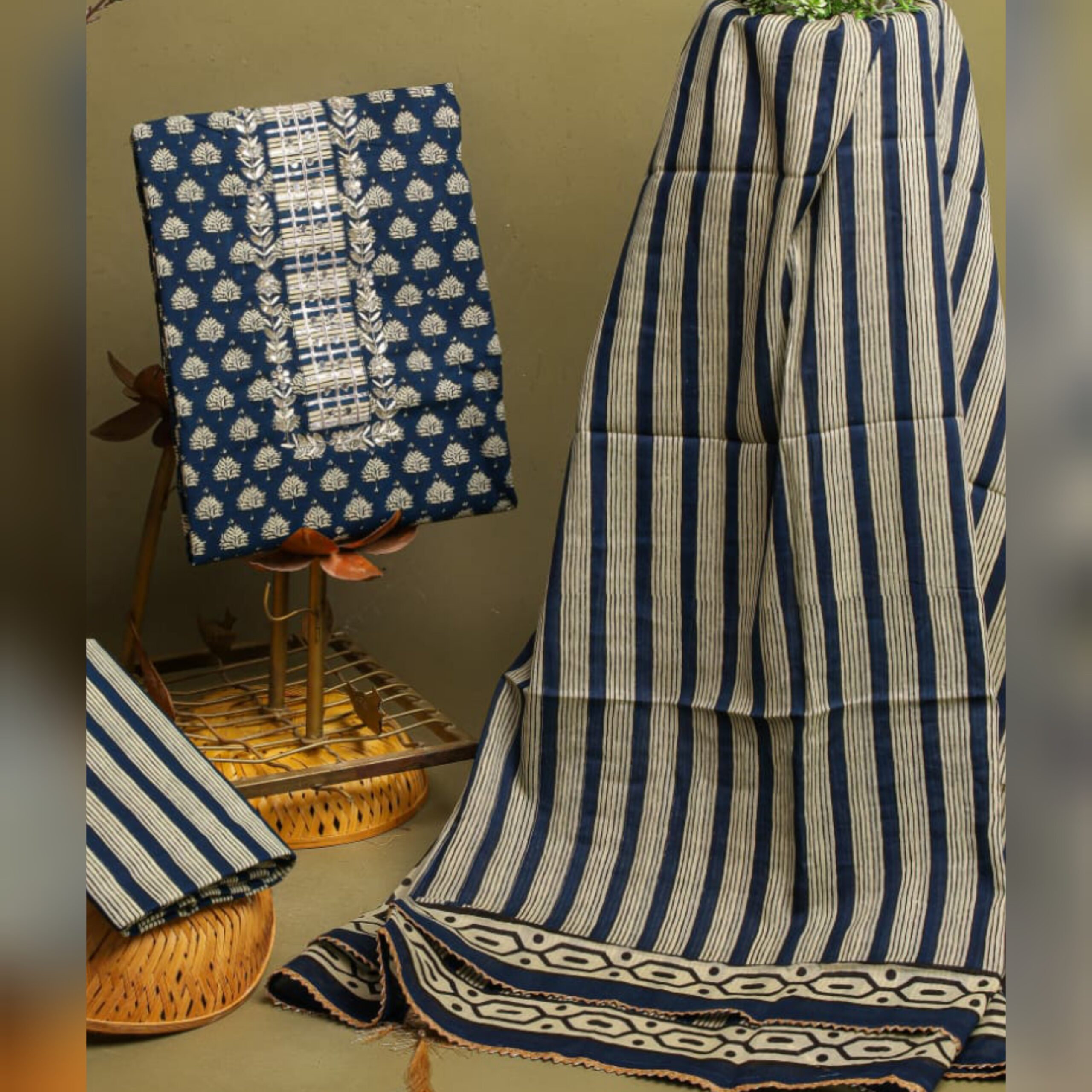 Designer Cotton block print dress material