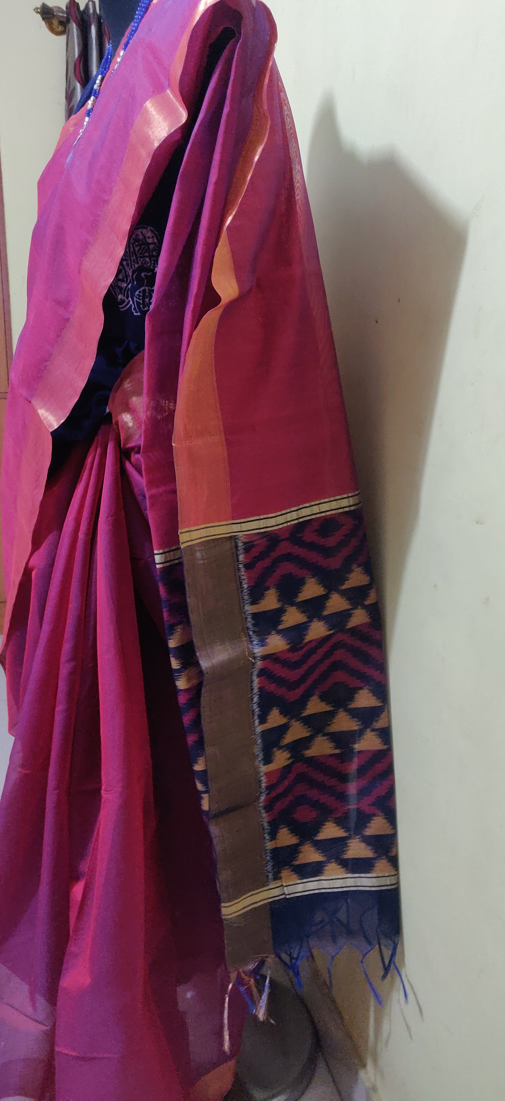 Artisan-crafted Ikkat cotton silk saree - Image 3