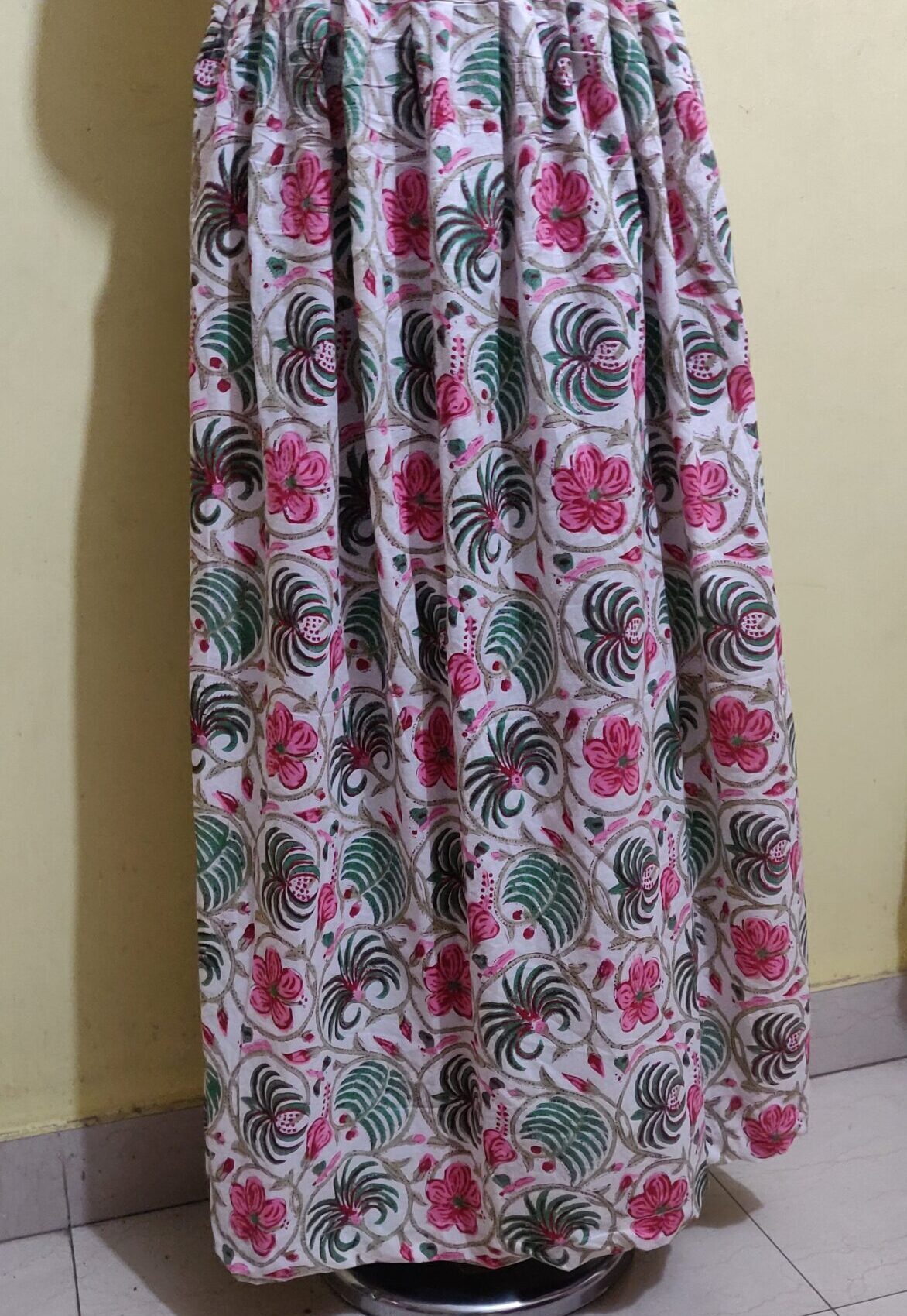 Hand block print cotton skirt