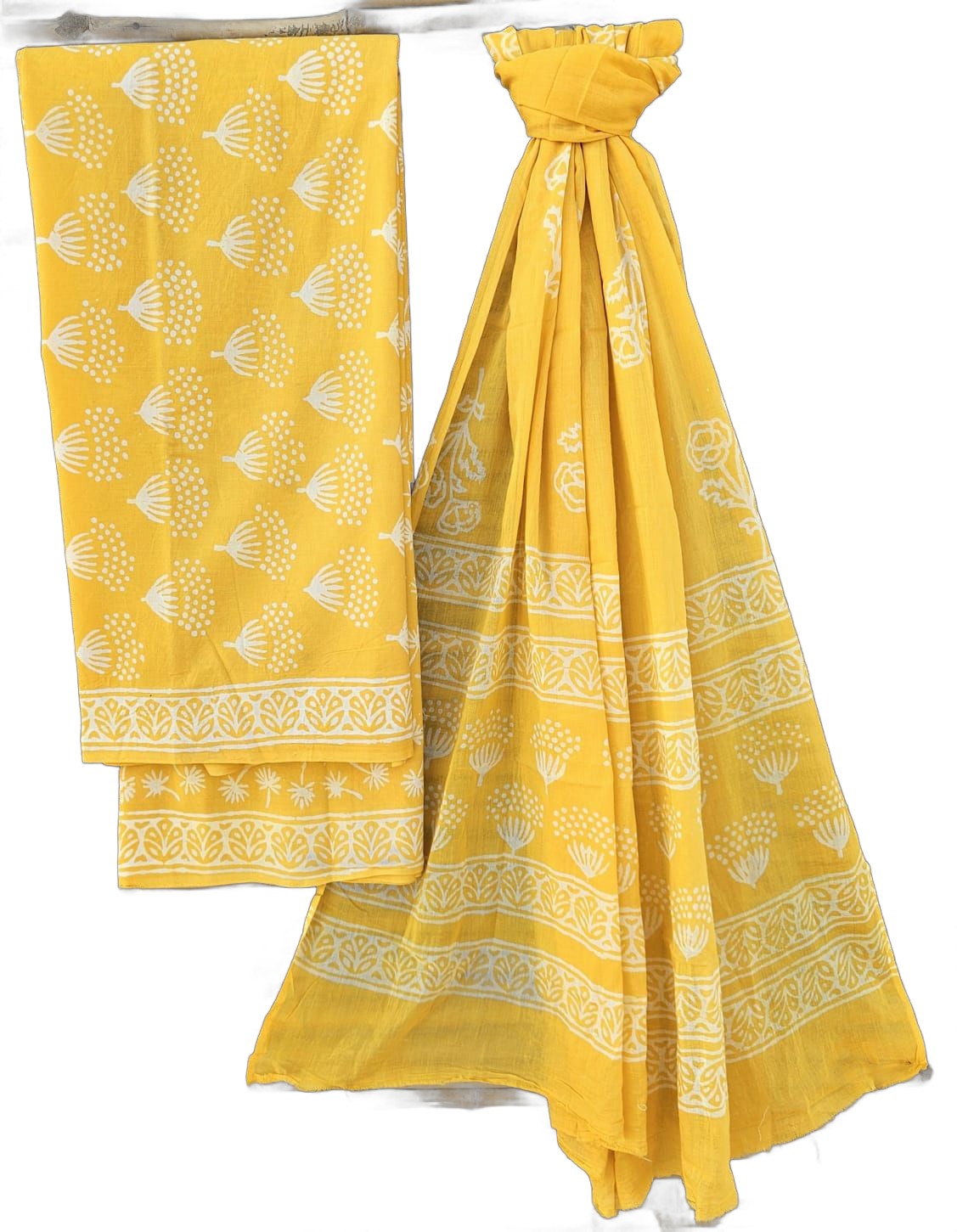 Hand block print cotton dress material