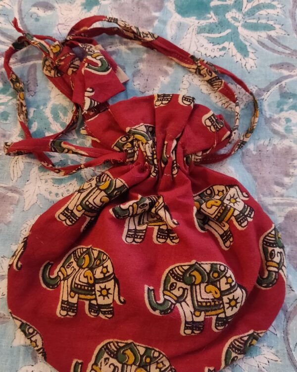 Kalamkari cotton potli bag
