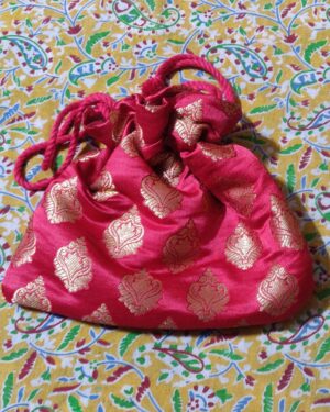 Pure satin banaras potli bag