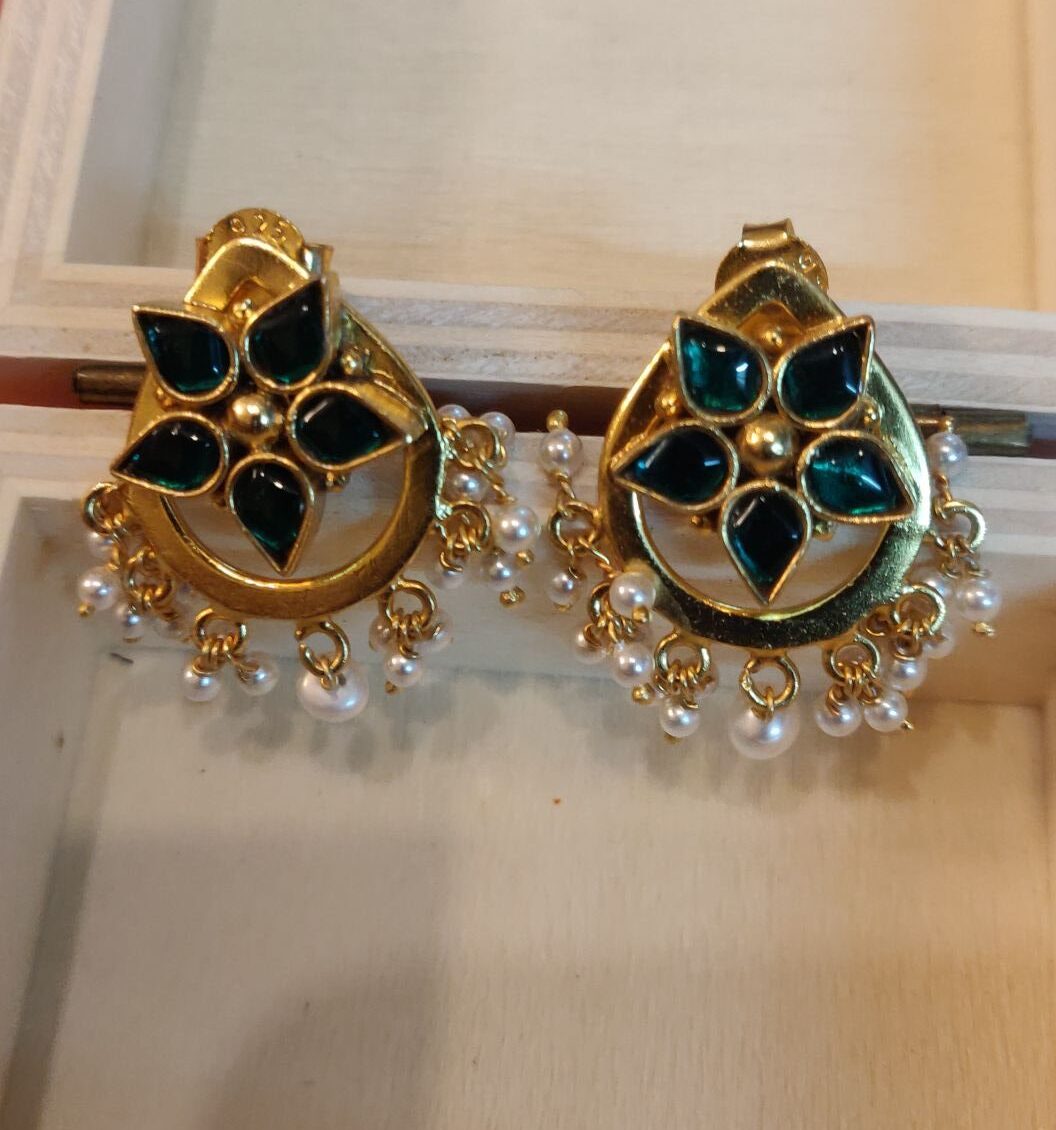 Pure silver gold plated earrings
