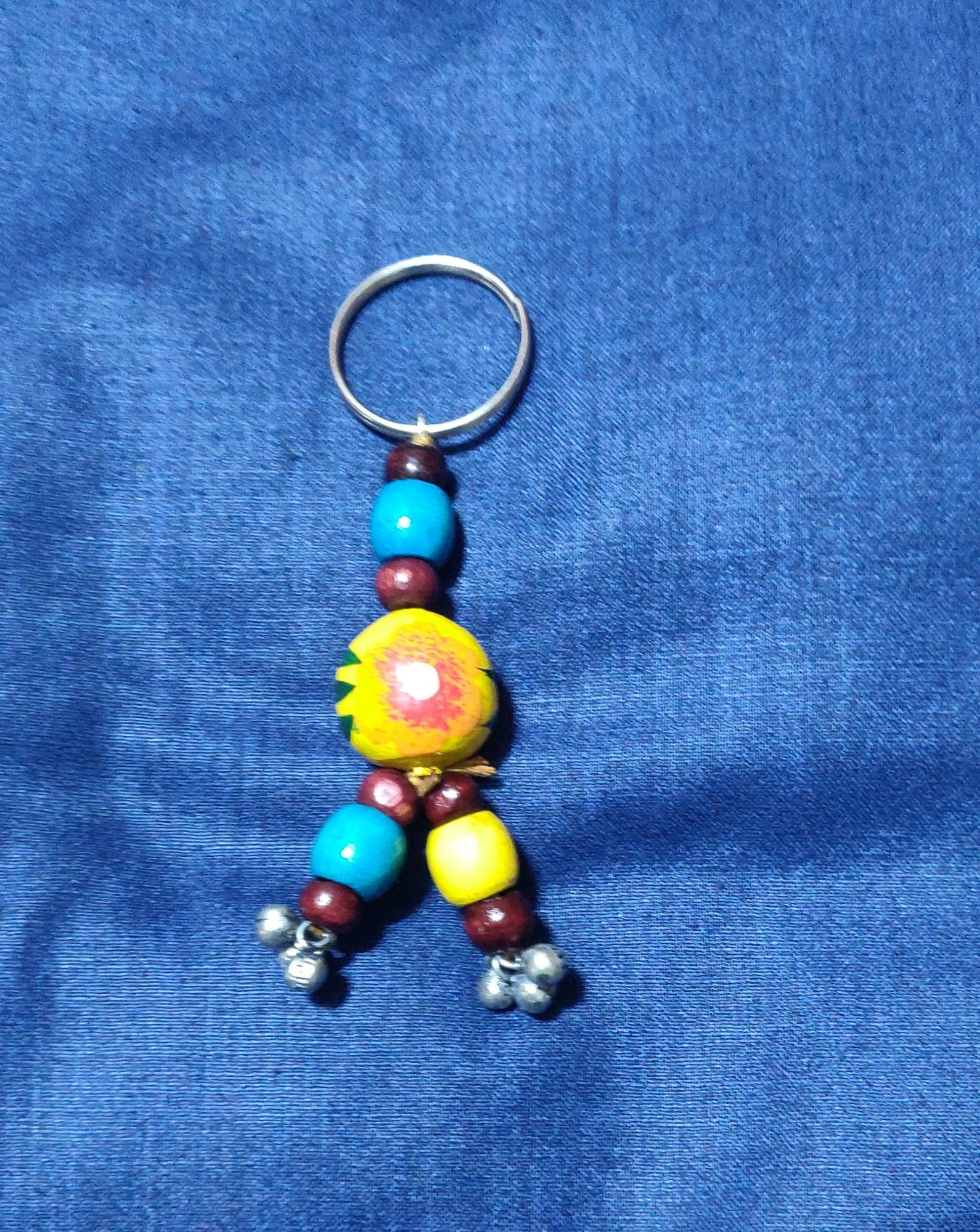 Hand painted wooden beads key chain
