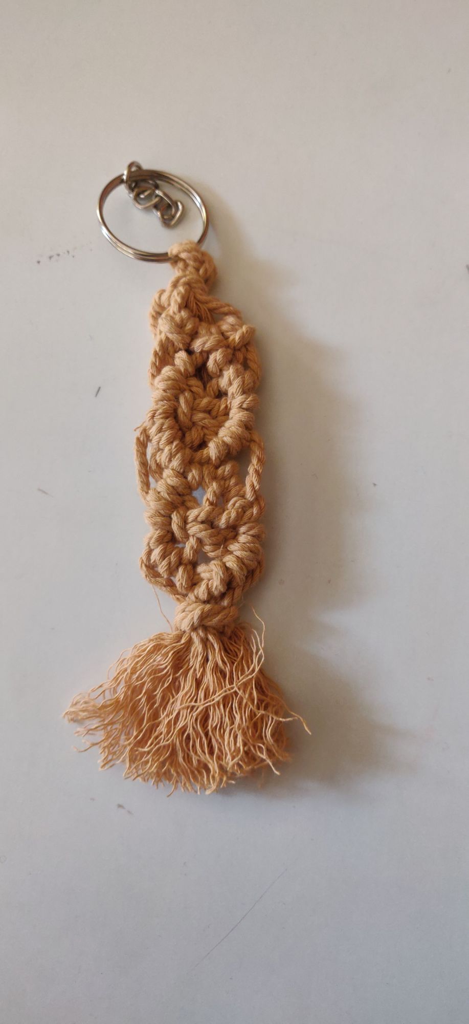 Beige Macrame keychain
