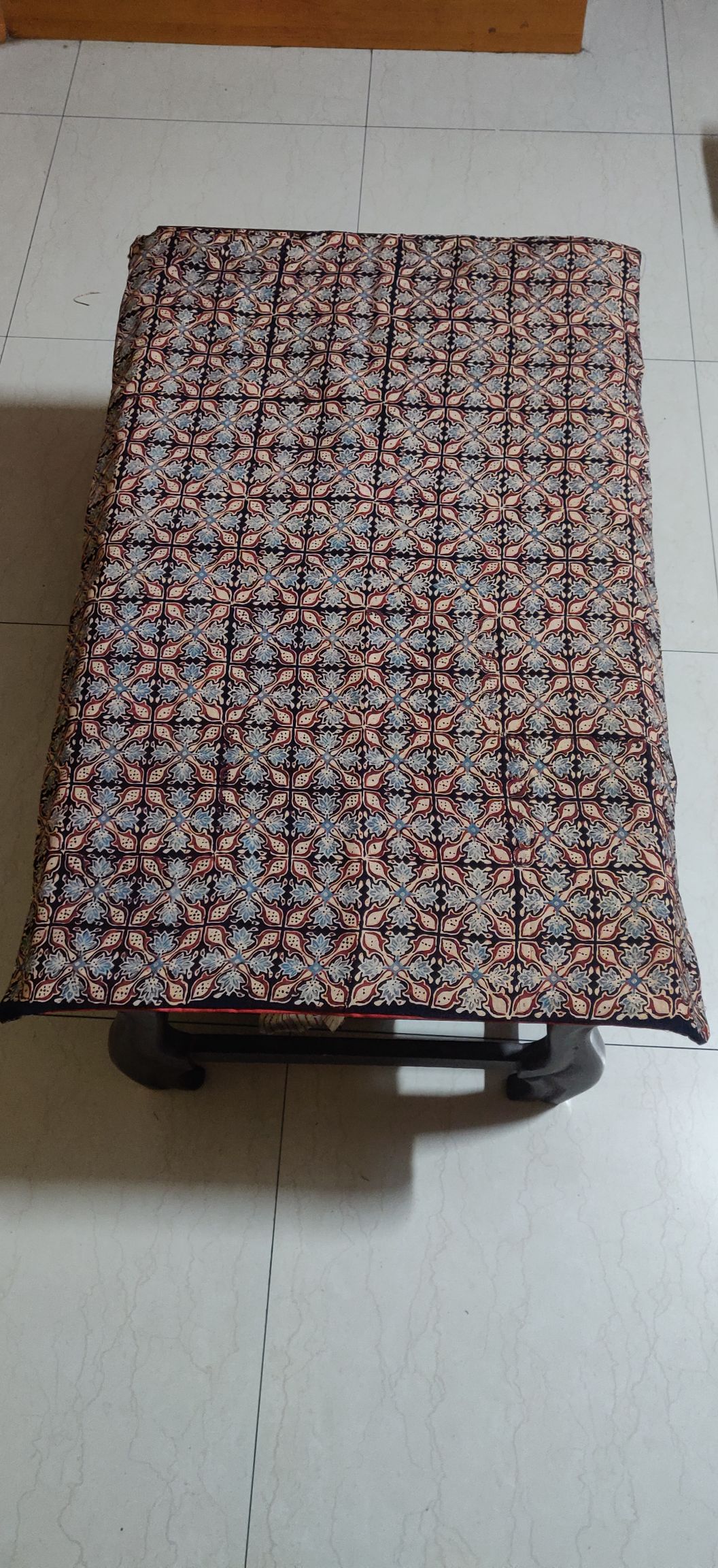 Ajrakh hand block print cotton fabric table cover
