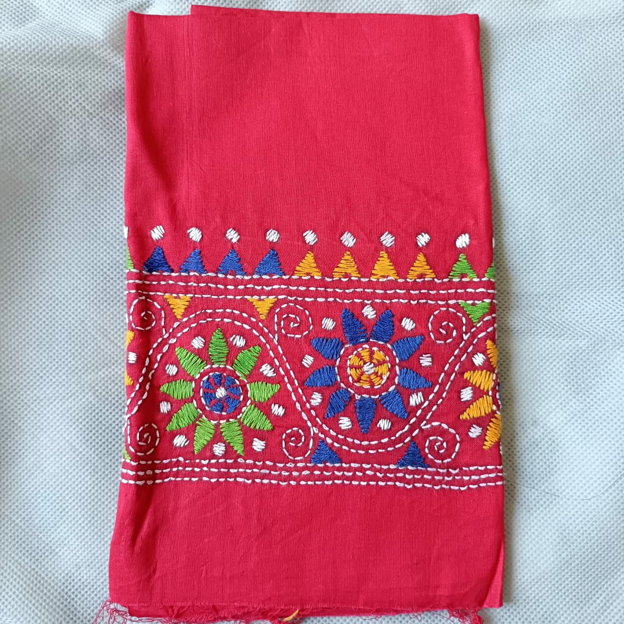 Kanta work cotton blouse fabric