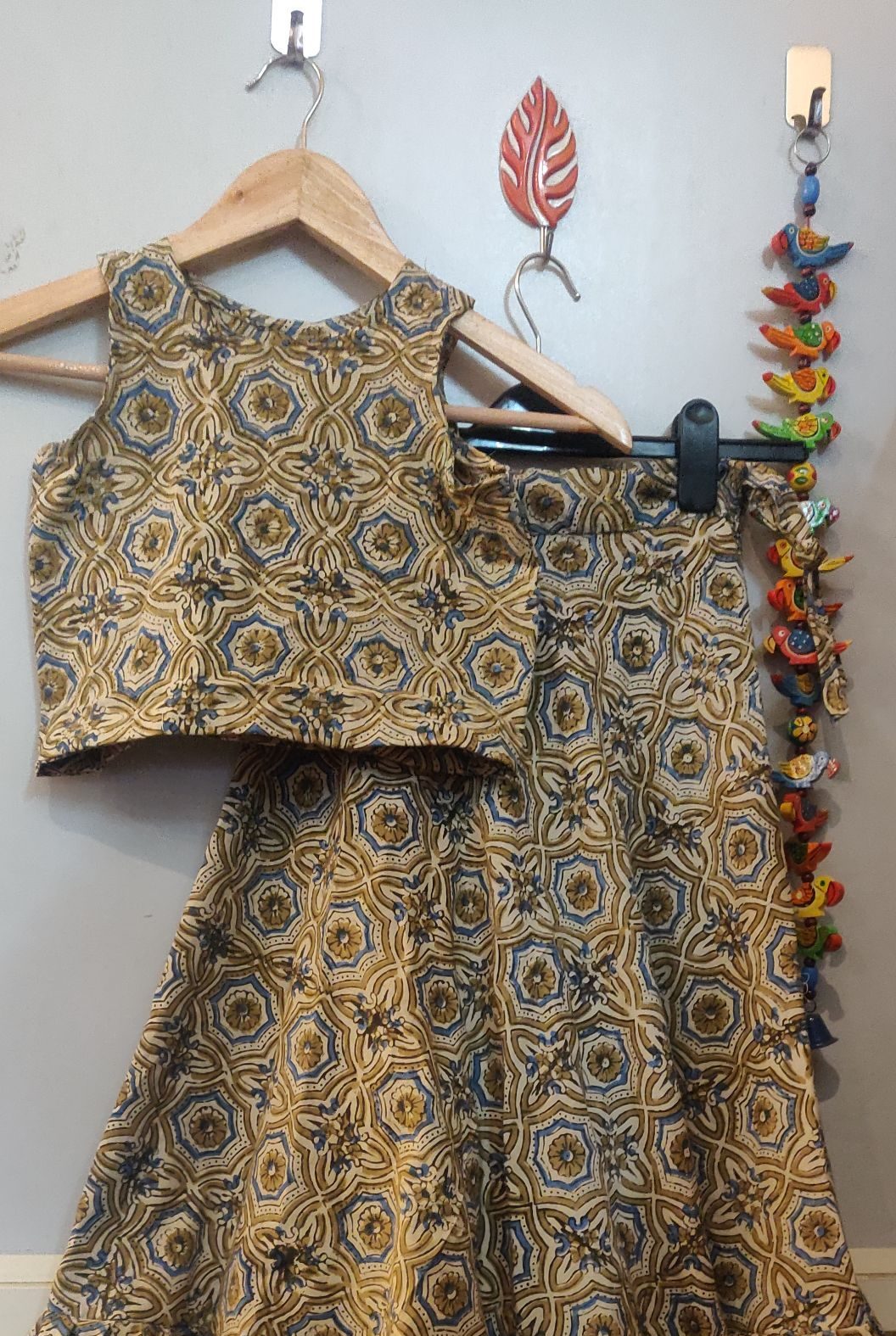 Cotton umbrella skirt and crop top