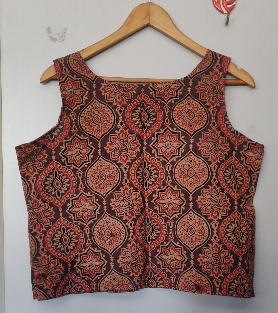 Ajrakh hand block print cotton crop top