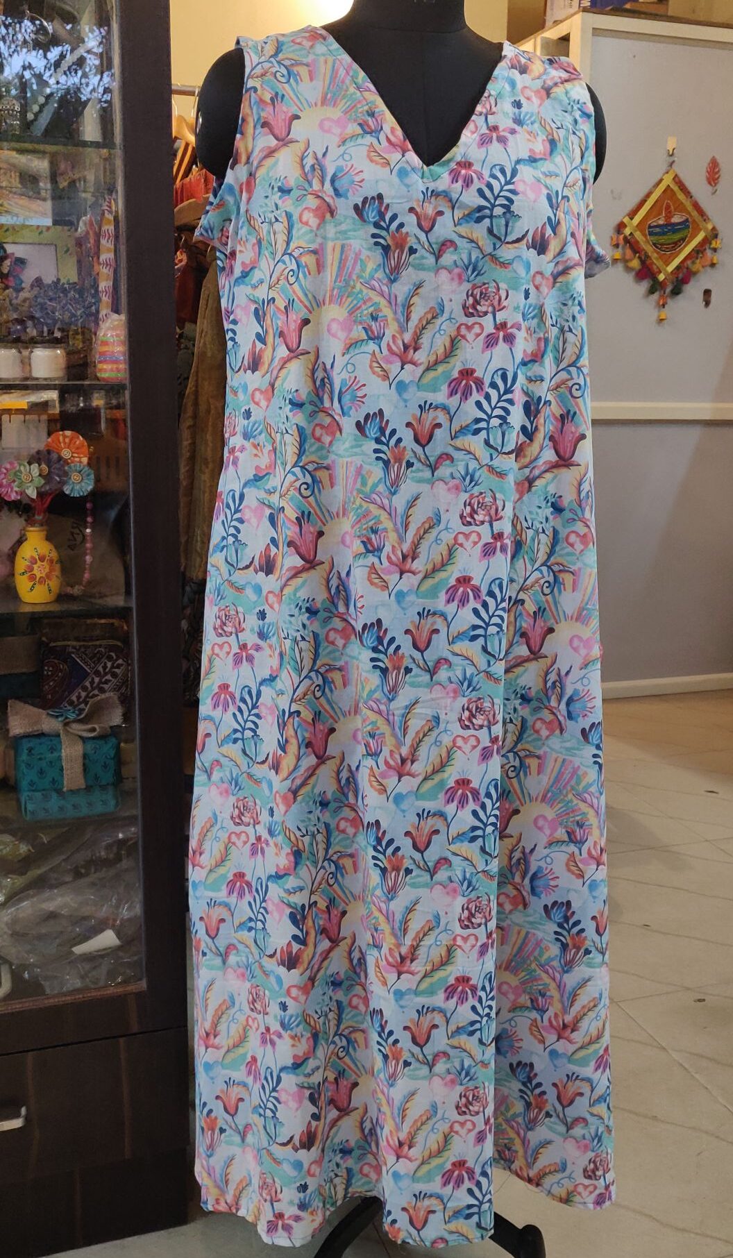 Cambric vibrant summer floral long dress