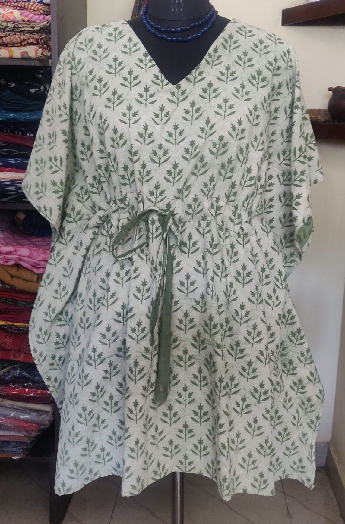 Hand block print cotton kaftan