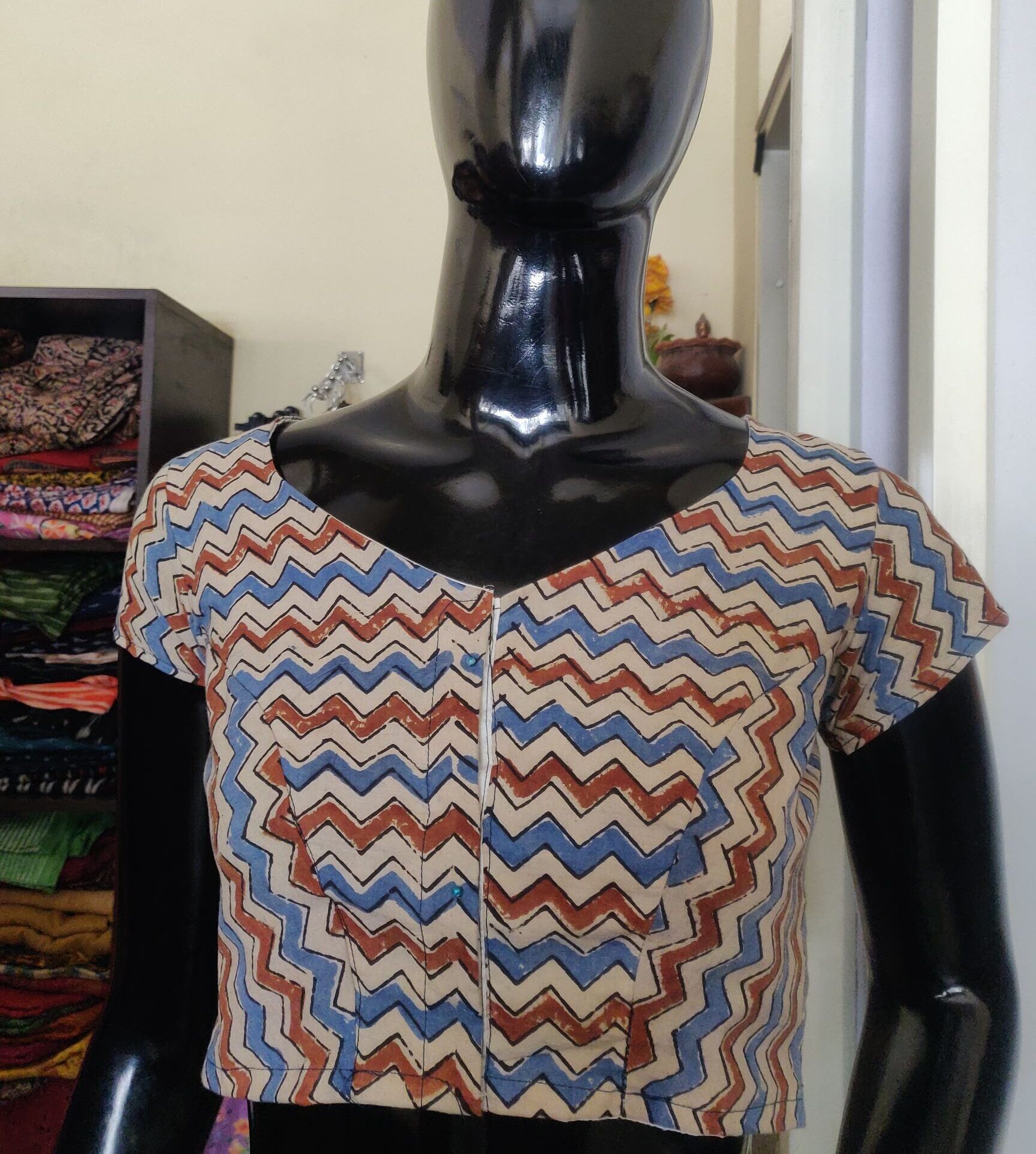Ajrakh Hand block print cotton blouse