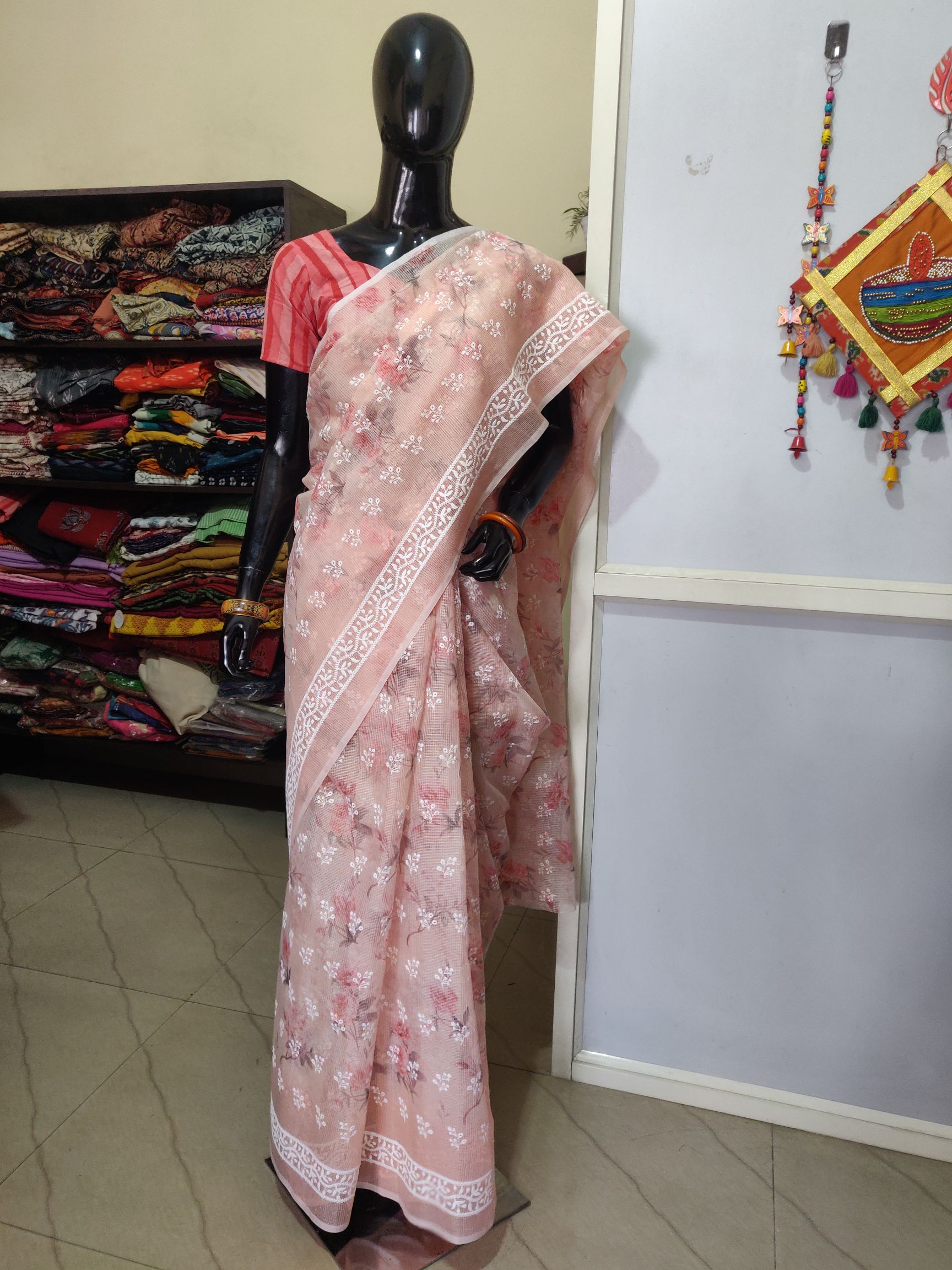 Kota cotton saree with matching ready blouse option