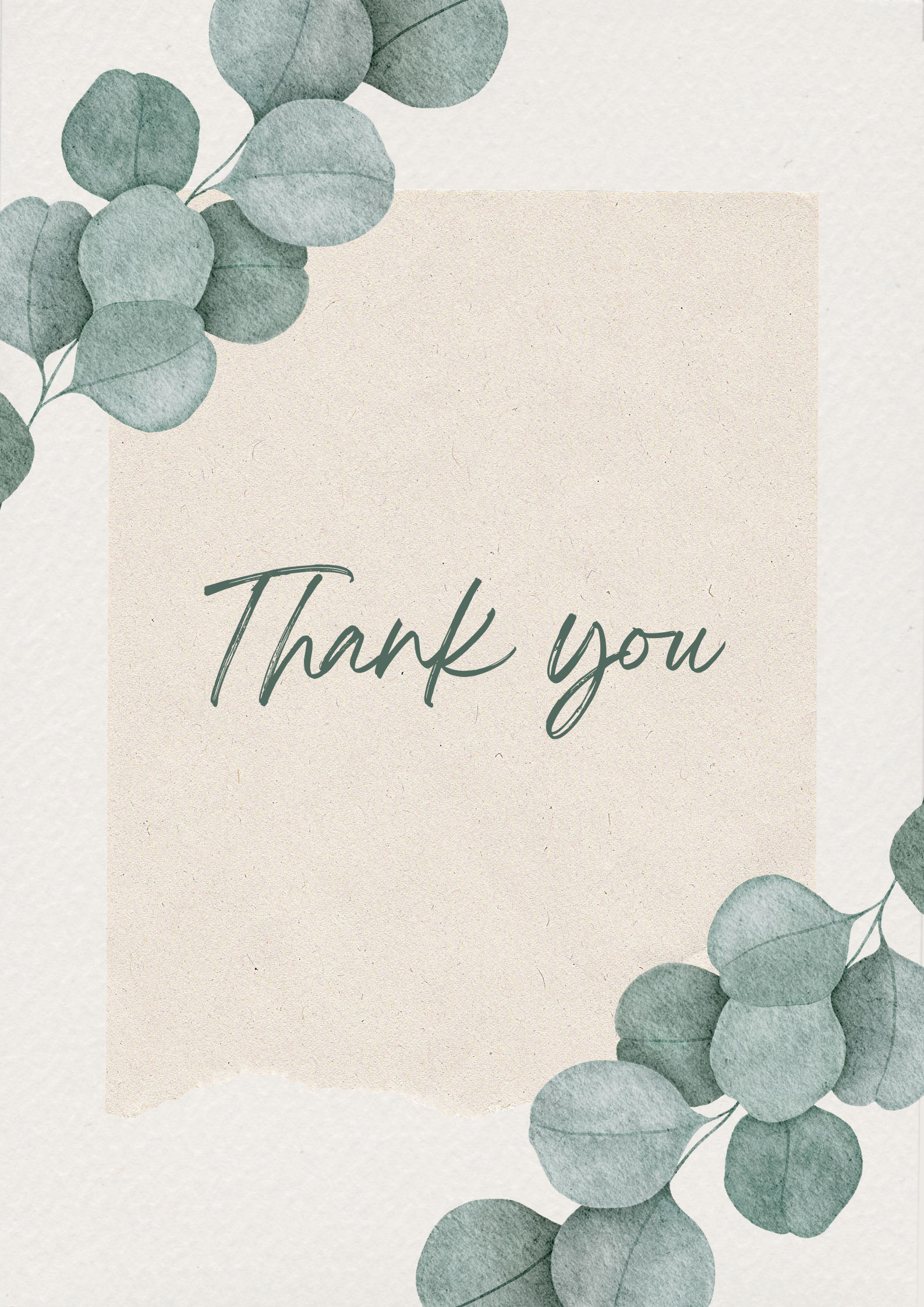 Handmade paper thank you greeting card 