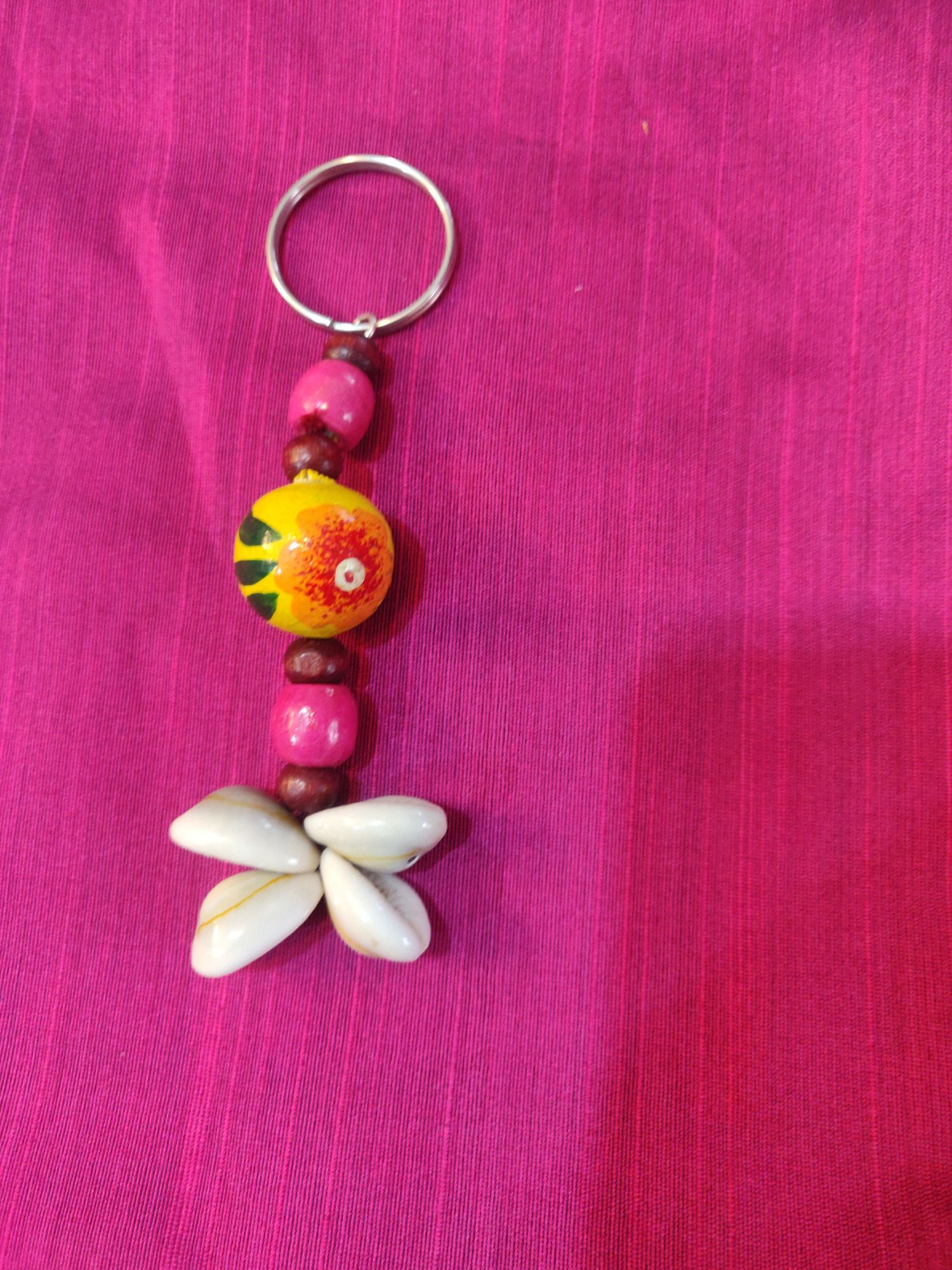 Hand painted wooden beads key chain