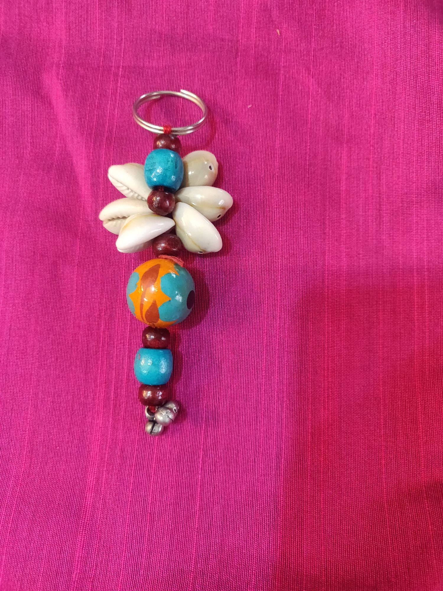 Hand painted wooden beads key chain