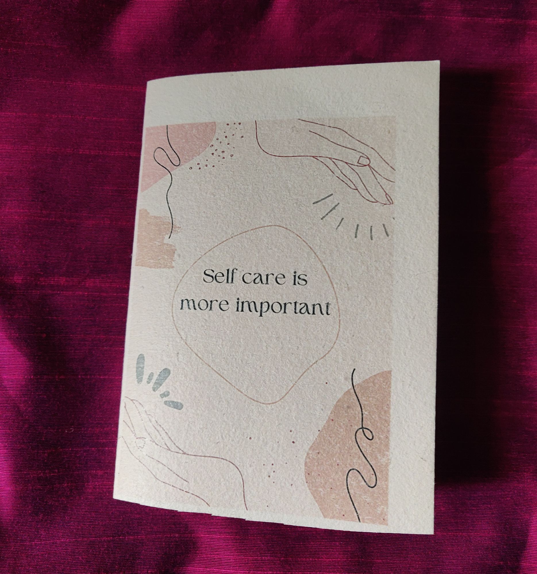 Handmade paper Self care greeting card 