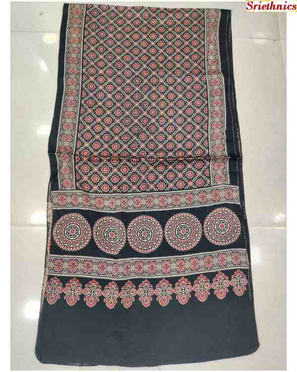 Black mashru silk ajrakh stole