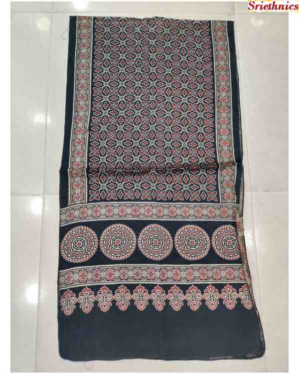 Black mashru silk ajrakh stole