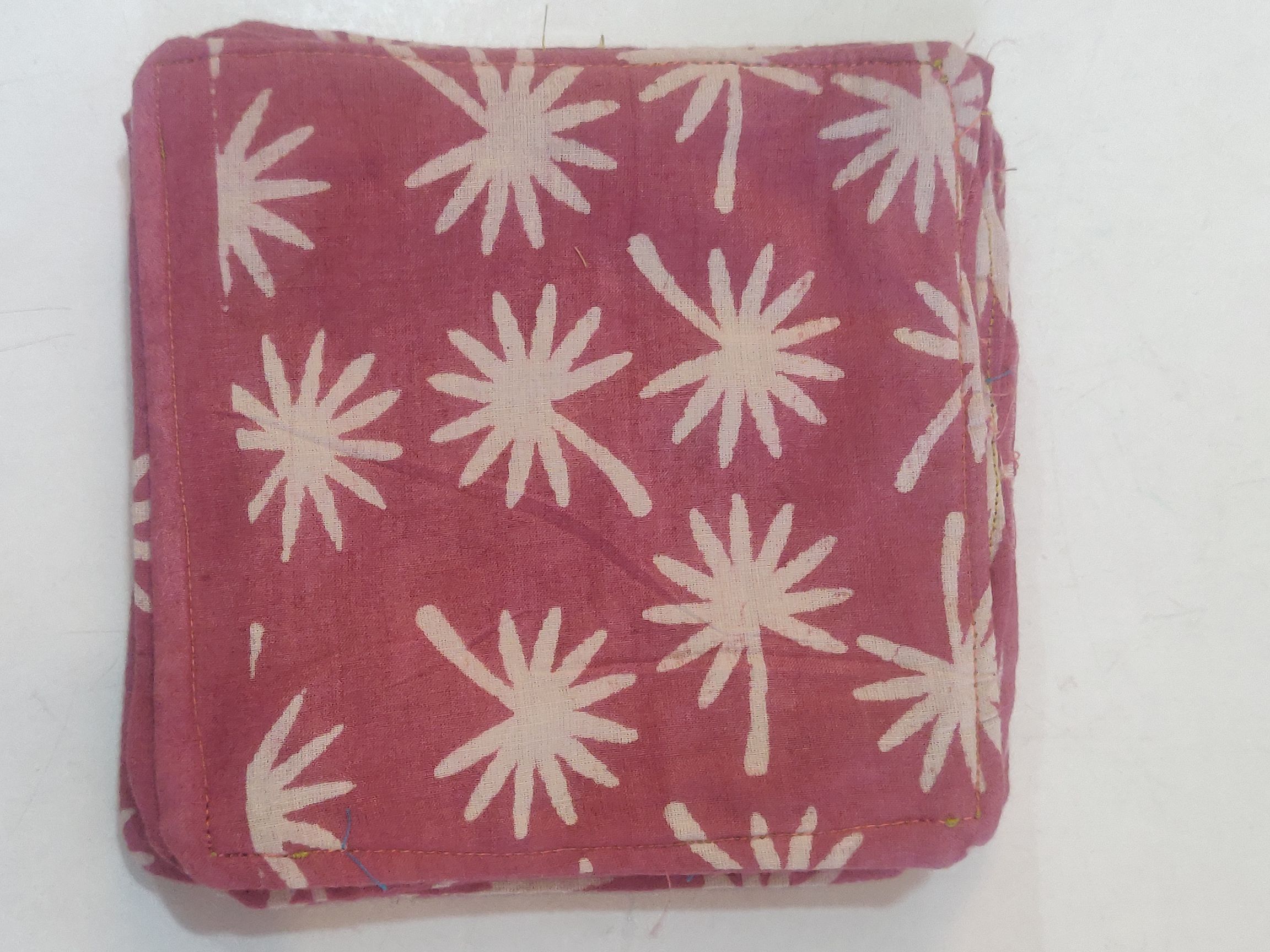 Block print cotton fabric table coasters - set of 6