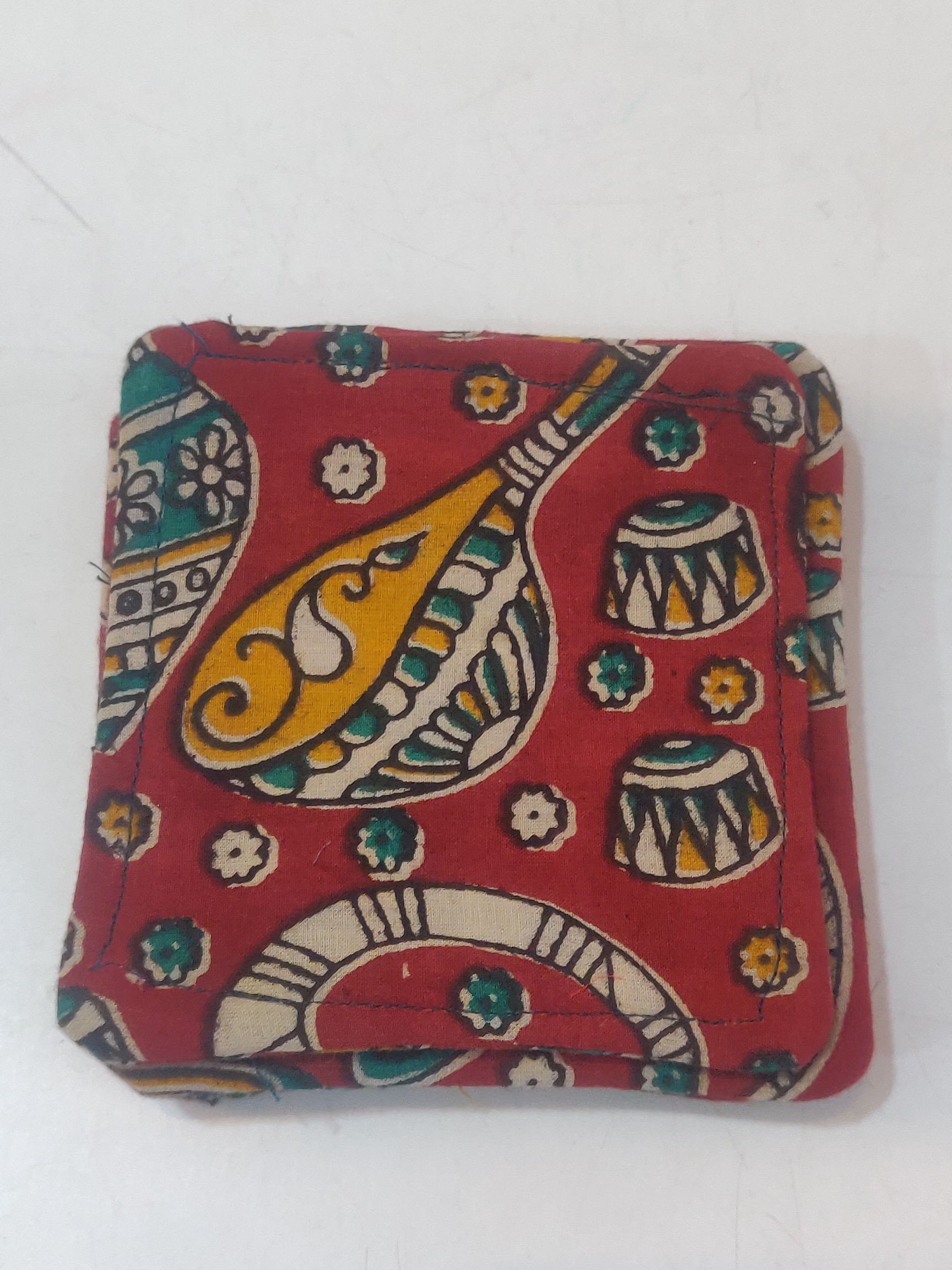 Kalamkari Cotton printed fabric table coasters - set of 6