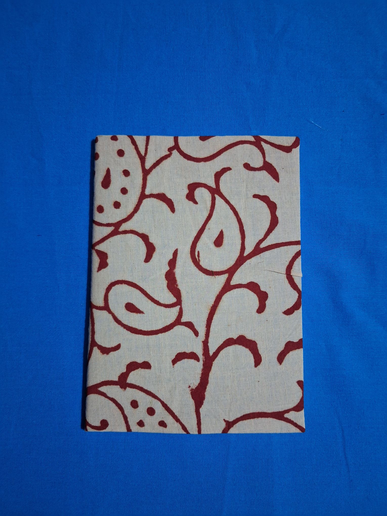 Block printed cotton fabric covered notebook