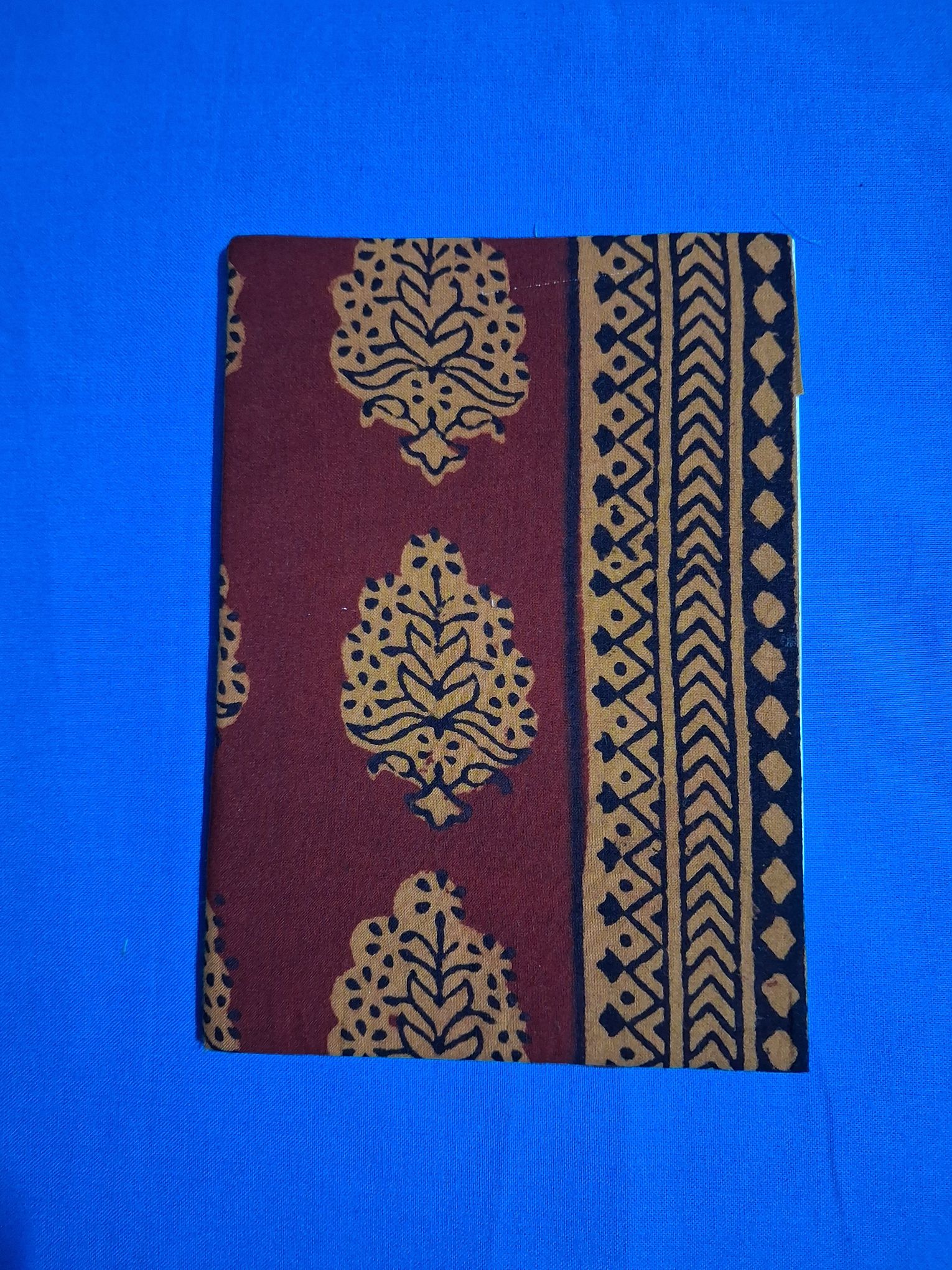 Bagru printed cotton fabric covered notebook