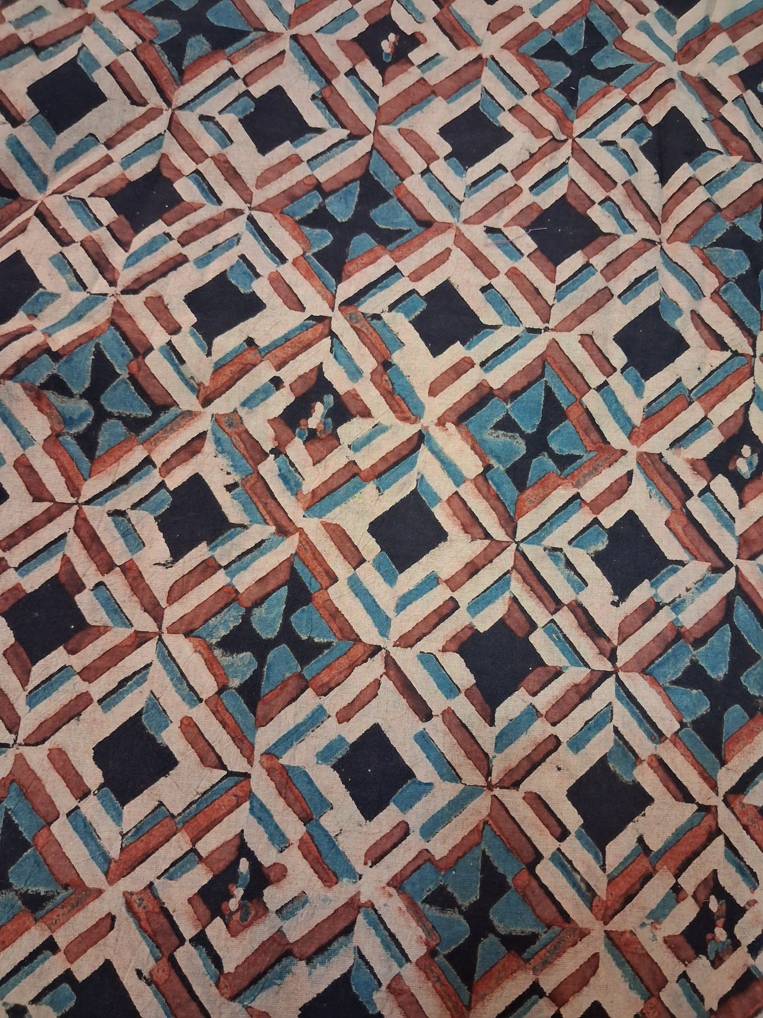 Ajrakh cotton hand block print