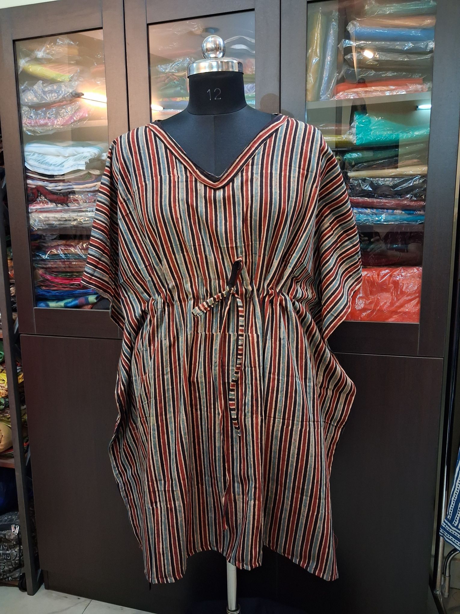 Ajrakh hand block print cotton kaftan