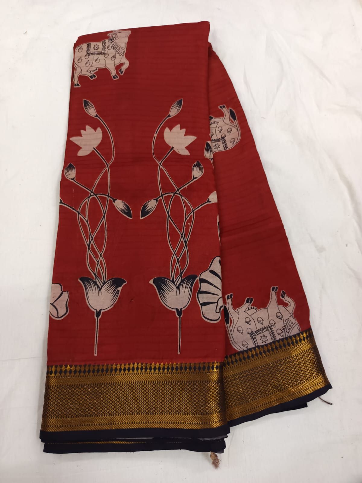 Nijam border Chennuri silk Kalamkari saree